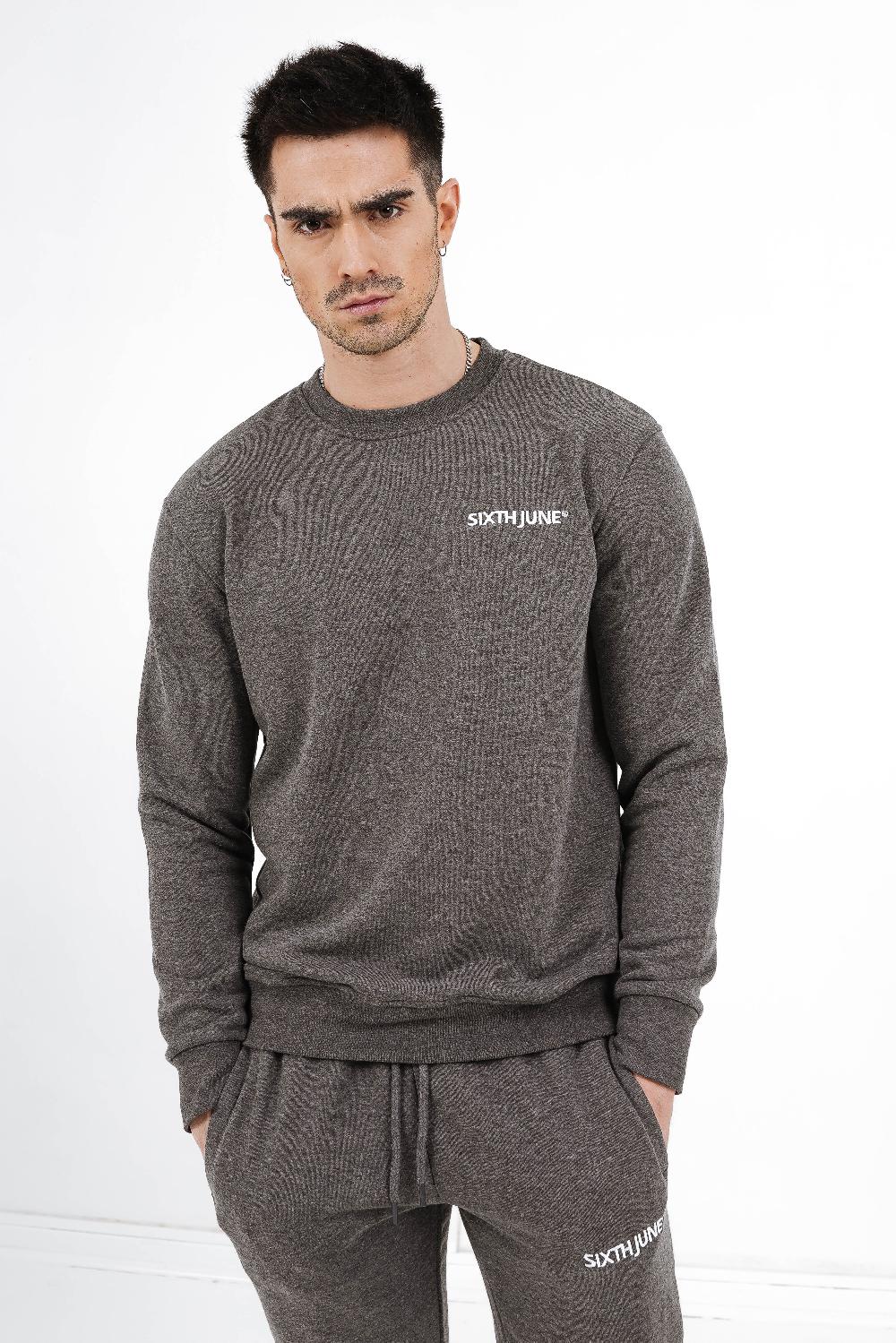 sixth june Sweatshirt soft logo brodé Gris foncé