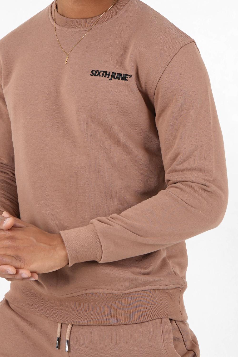 Sixth June Sweatshirt Soft Logo Brodé Marron Clair