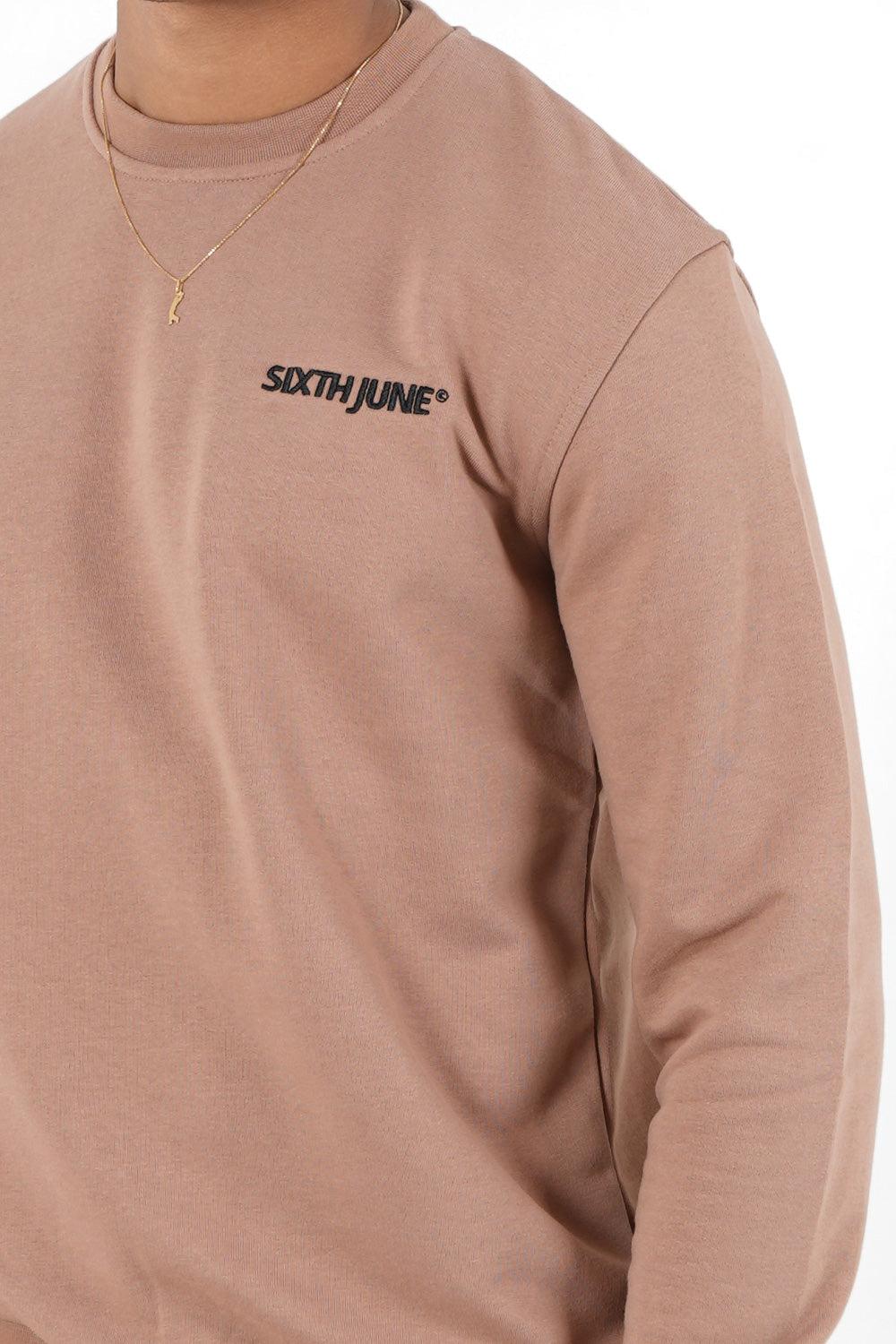 Sixth June Sweatshirt Soft Logo Brodé Marron Clair