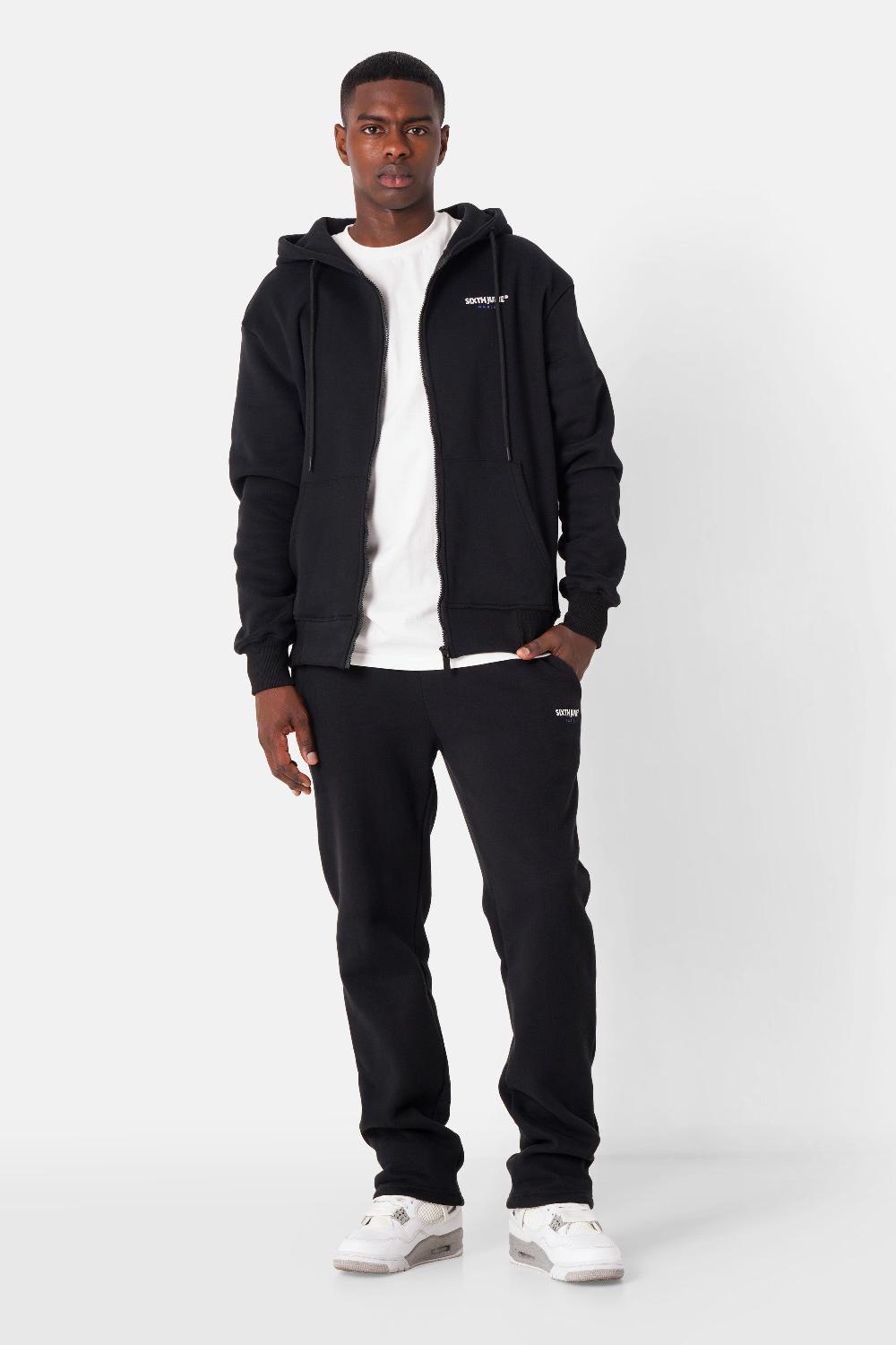 Sixth June Sweatshirt Zip Capuche Broderie Noir