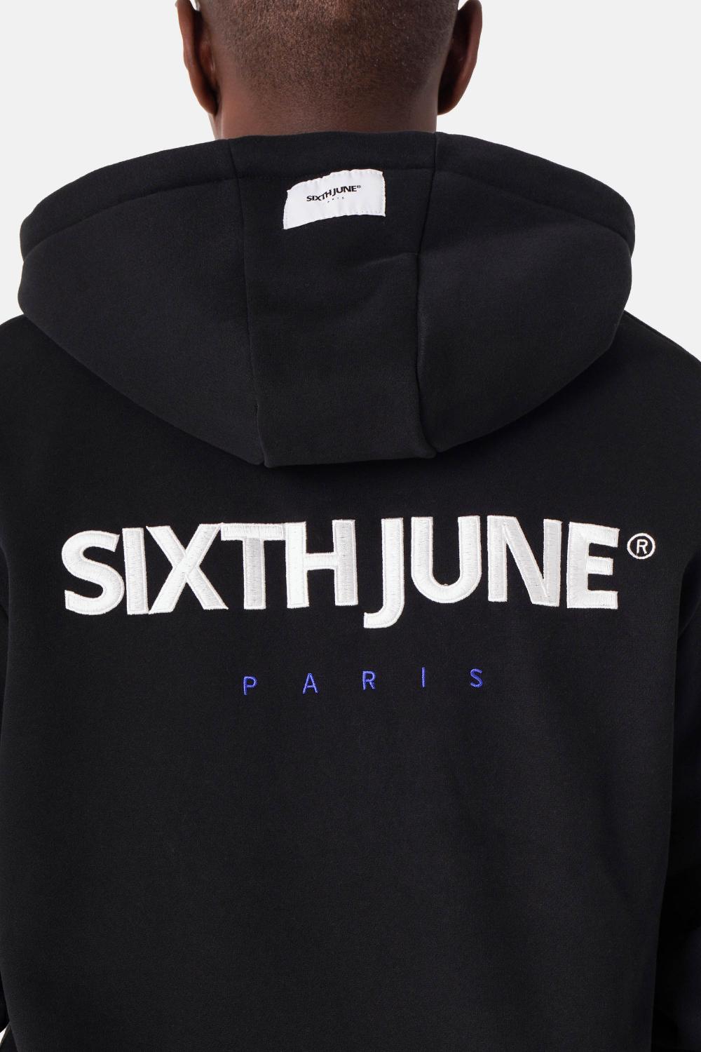 Sixth June Sweatshirt Zip Capuche Broderie Noir