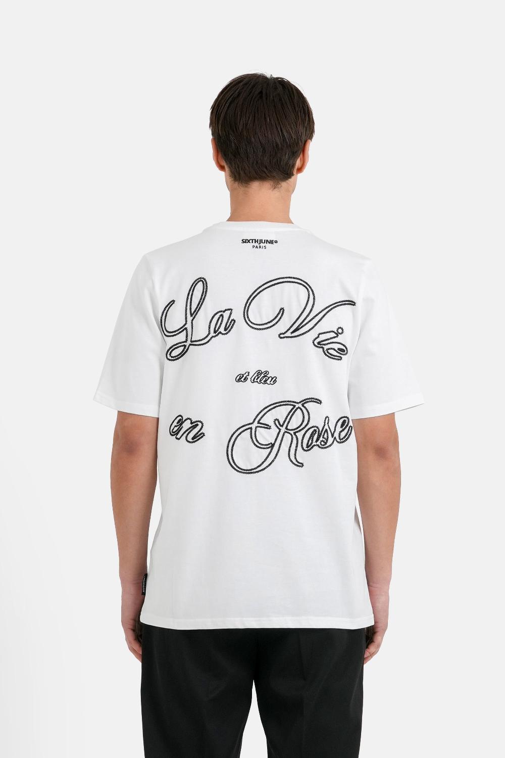 sixth june T-shirt broderie La vie en Rose Blanc