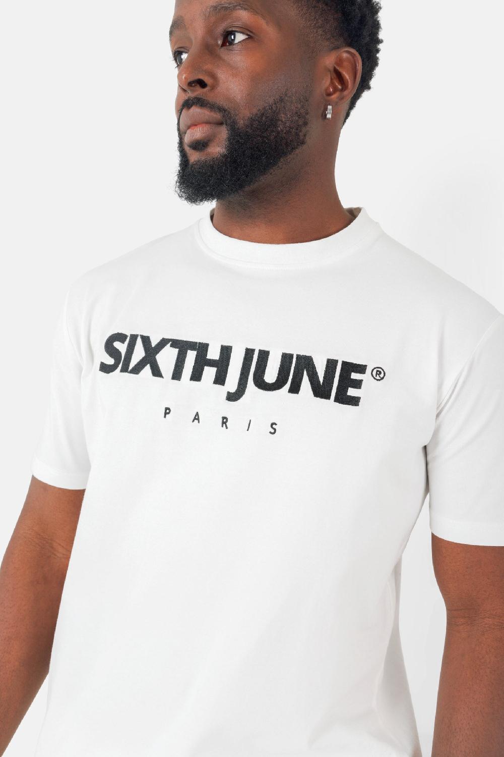 Sixth June T-shirt Broderie Logo Paris Blanc