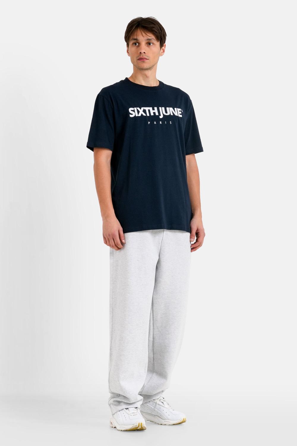 Sixth June T-shirt Broderie Logo Paris Bleu Foncé