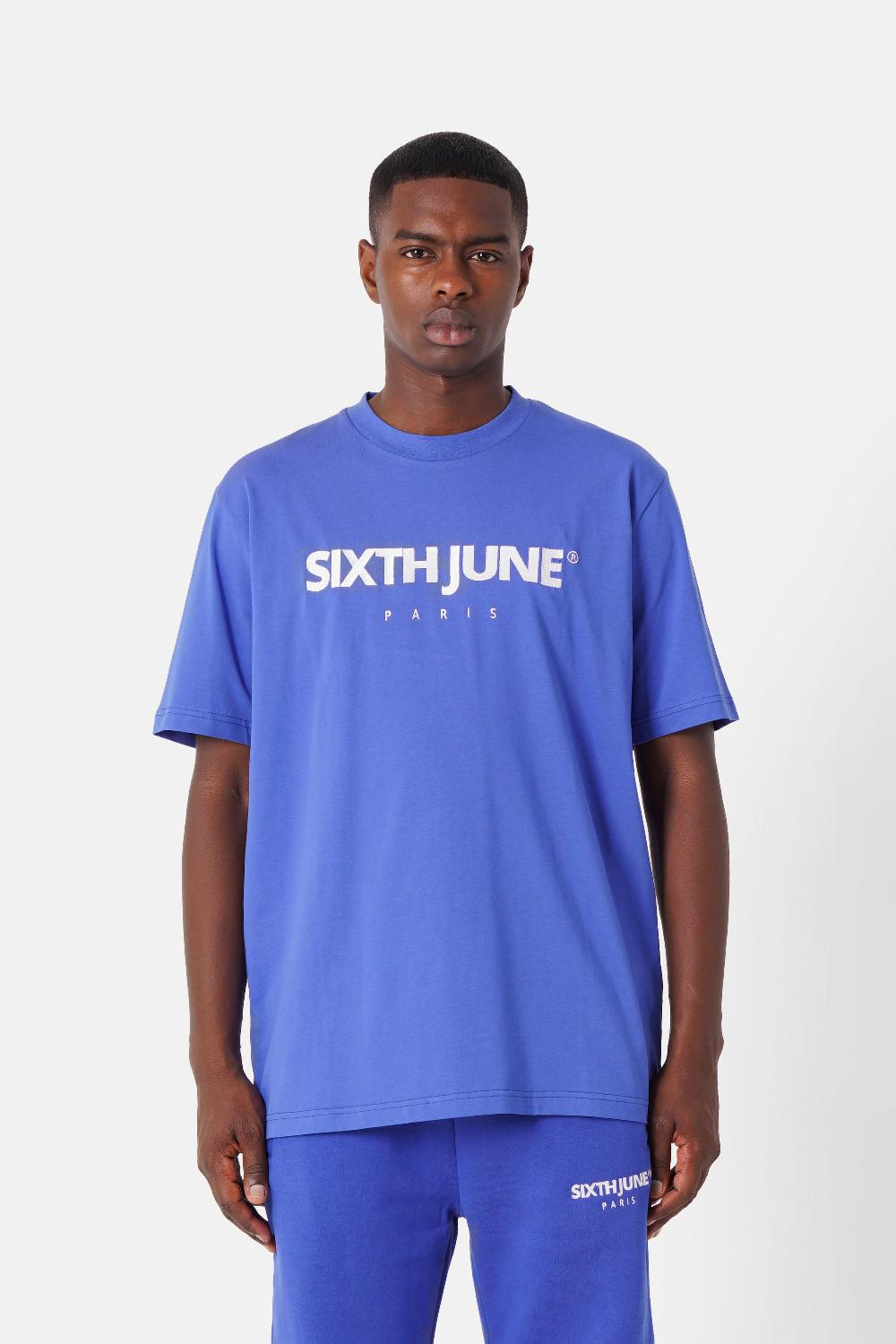 sixth june T-shirt broderie logo Paris Bleu
