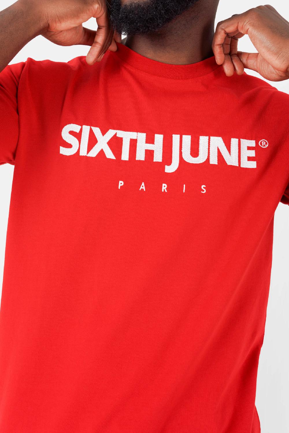 Sixth June T-shirt Broderie Logo Paris Rouge