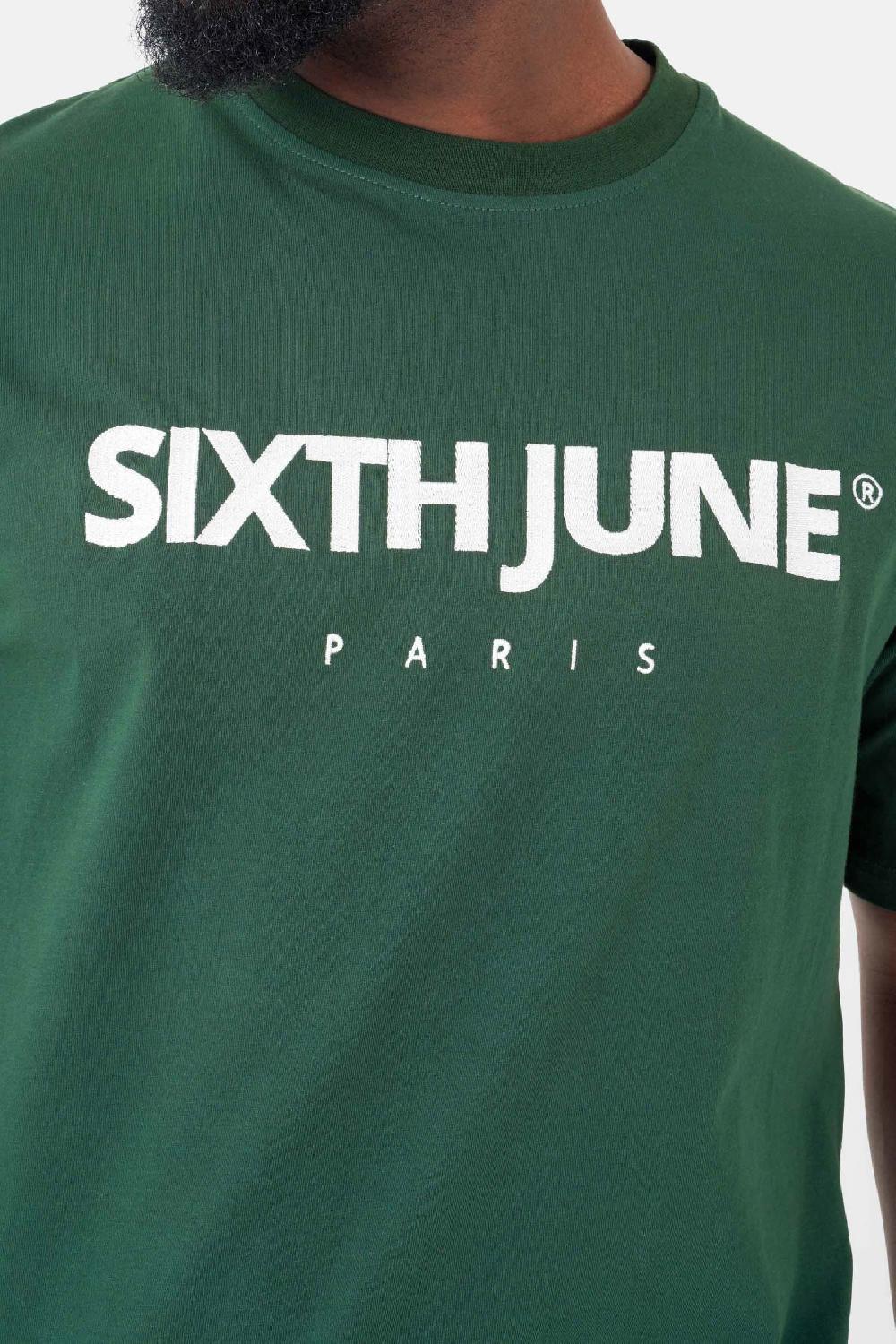Sixth June T-shirt Broderie Logo Paris Vert Foncé
