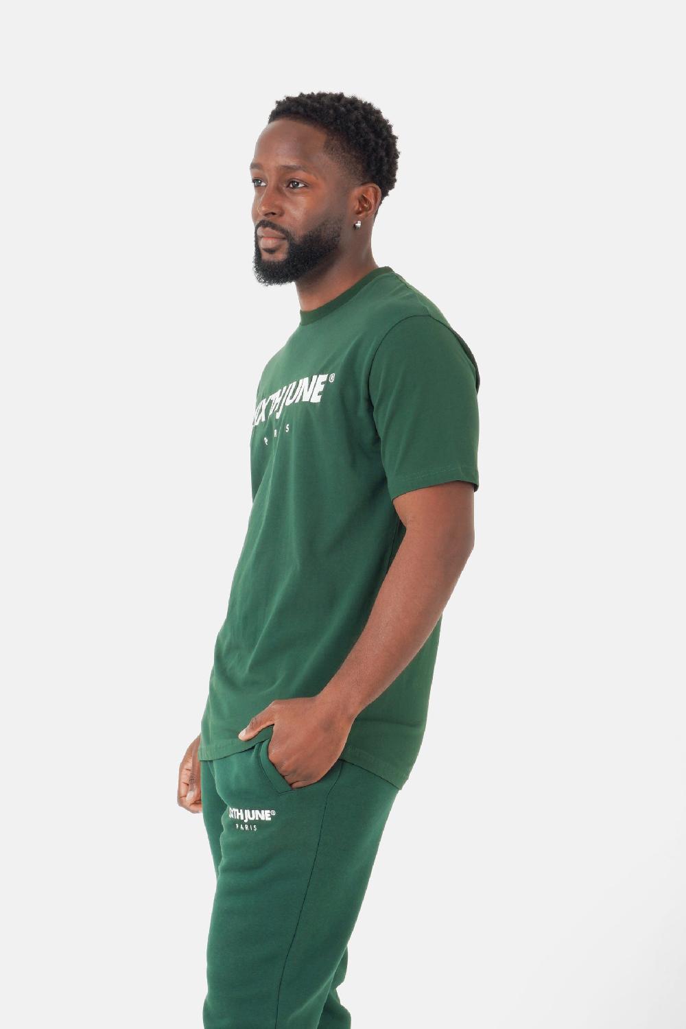 Sixth June T-shirt Broderie Logo Paris Vert Foncé