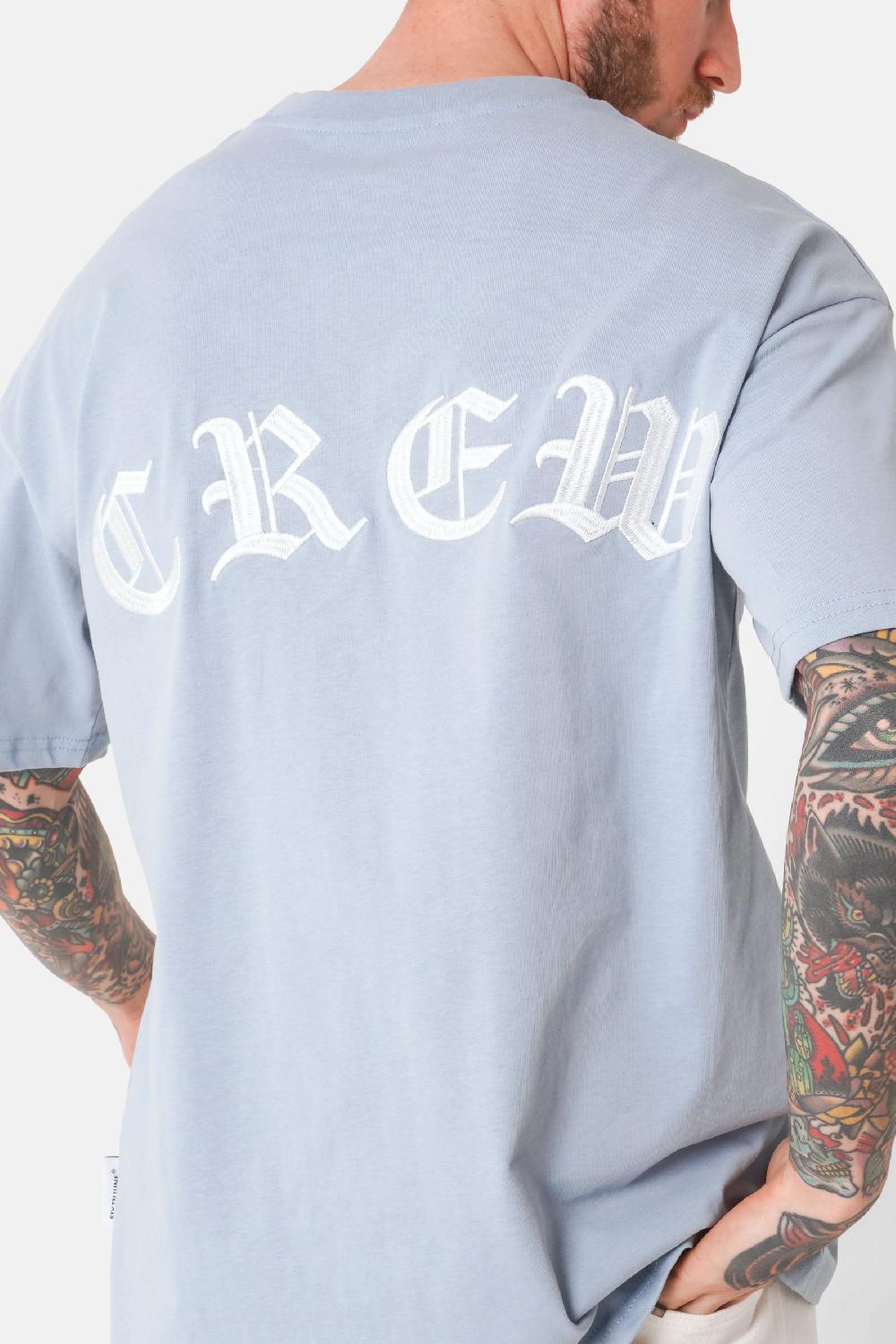 Sixth June T-shirt Broderies Crew Bleu Clair