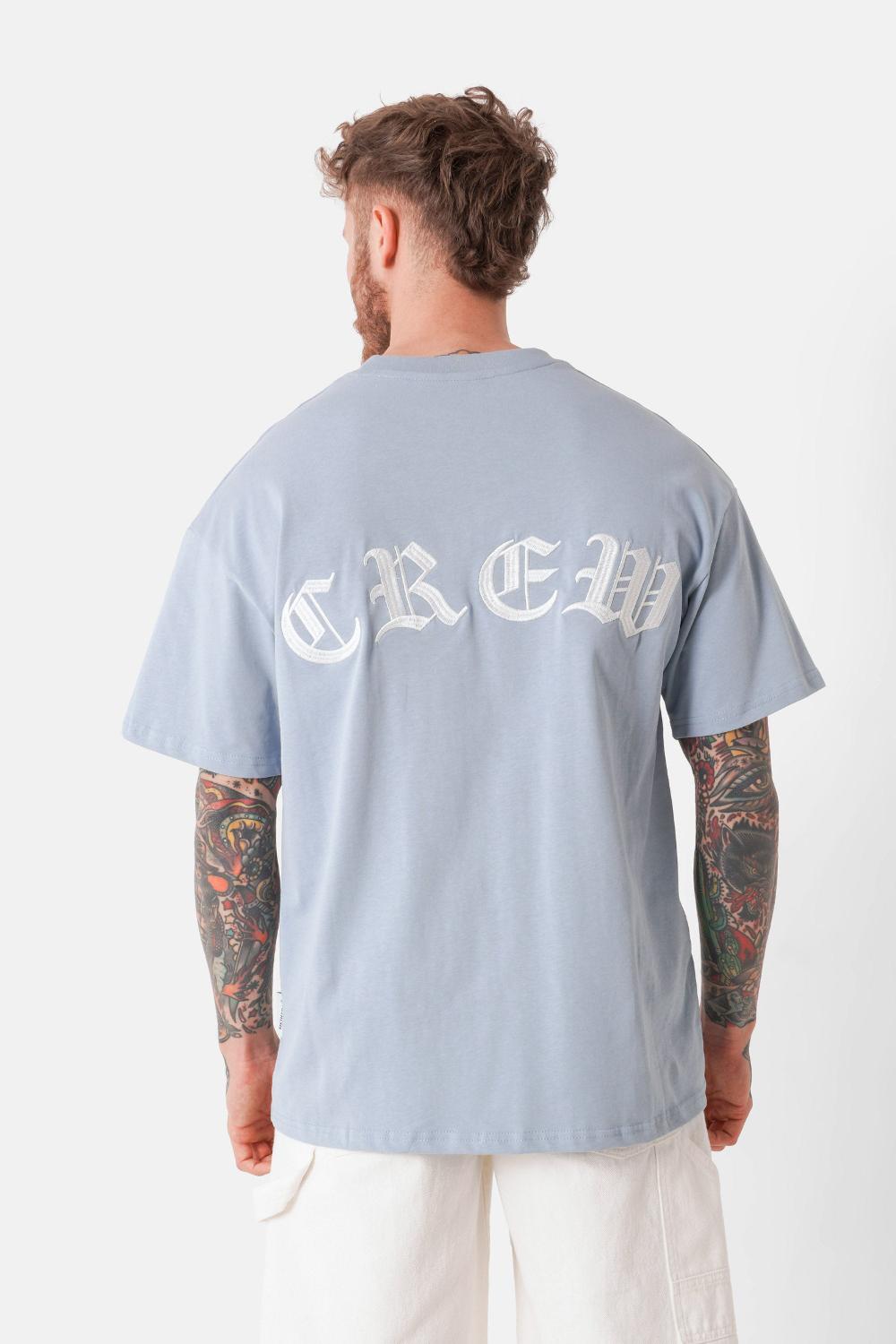 sixth june T-shirt broderies crew Bleu clair