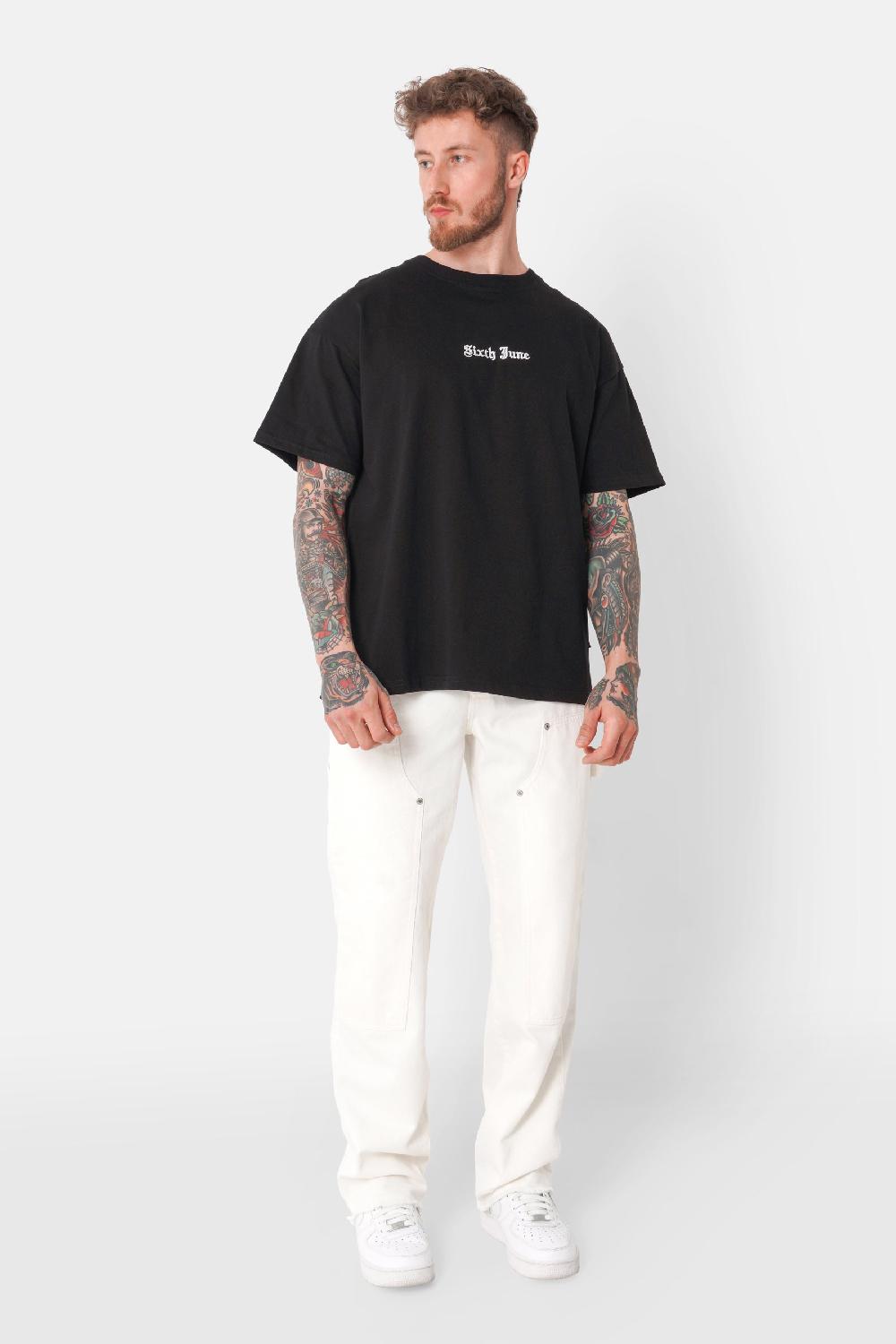 Sixth June T-shirt Broderies Crew Noir