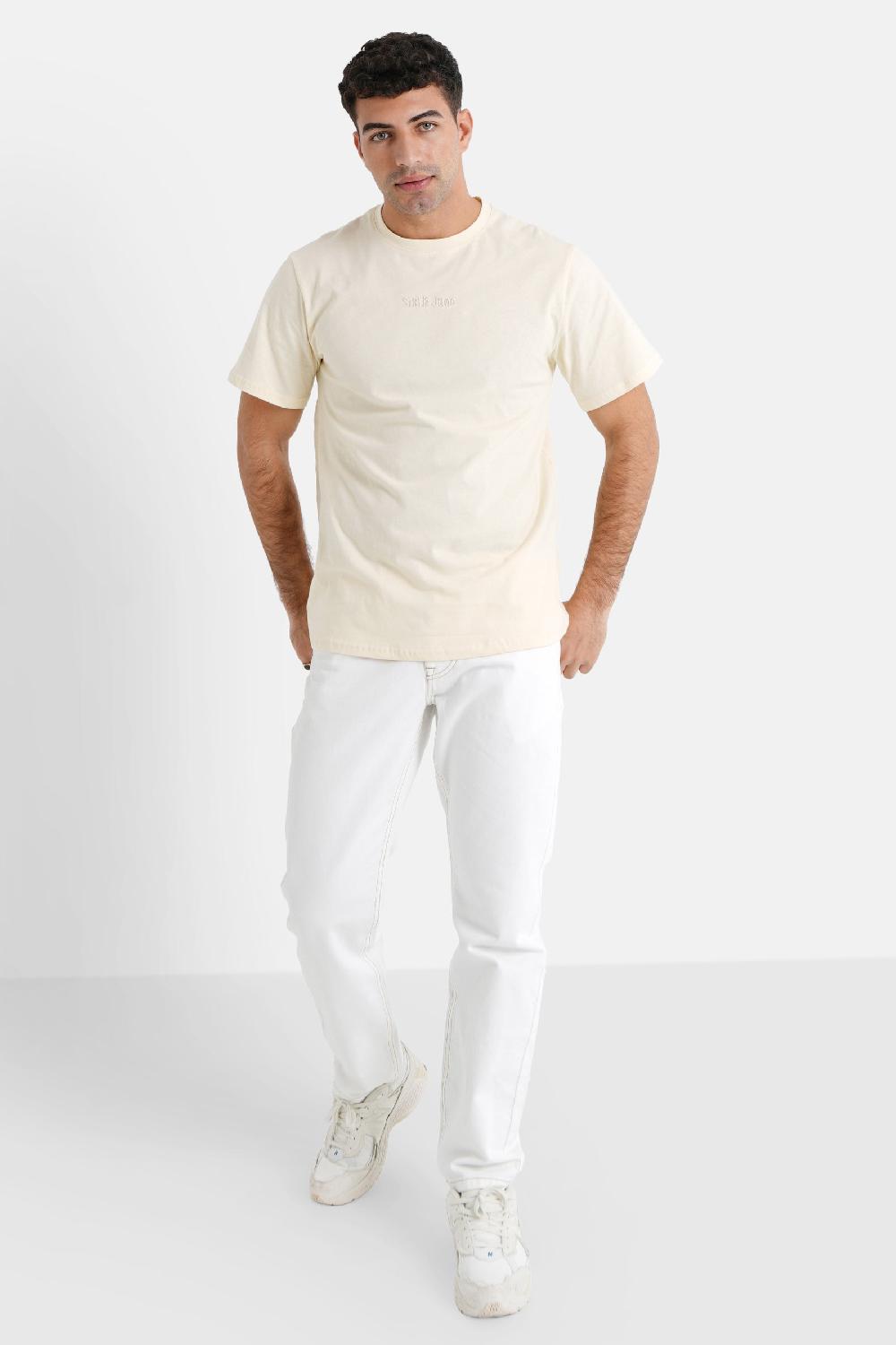 Sixth June T-shirt Citation Brodé Beige