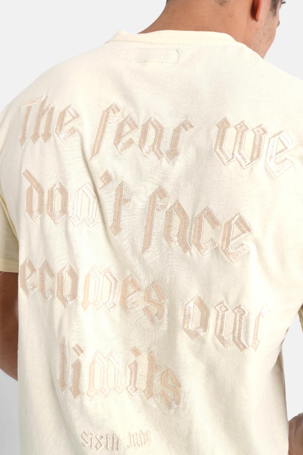 Sixth June T-shirt Citation Brodé Beige