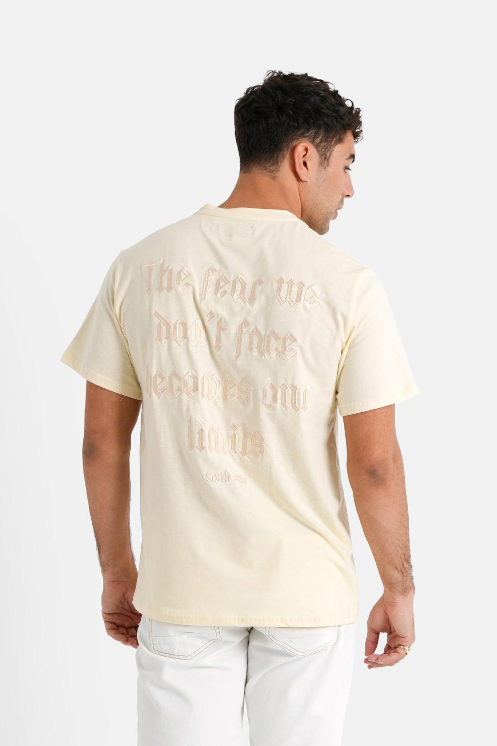sixth june T-shirt citation brodé Beige