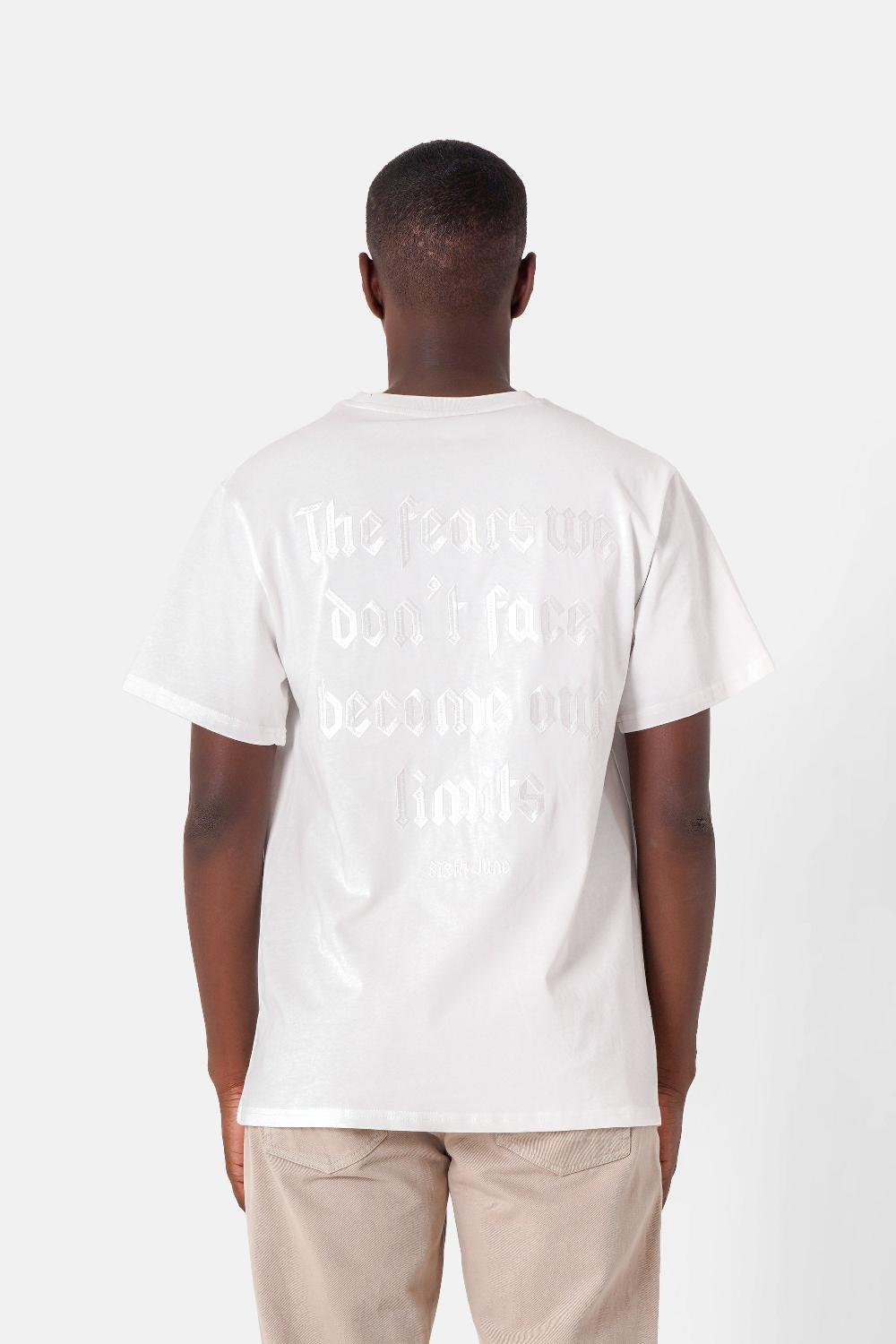 sixth june T-shirt citation brodé Blanc
