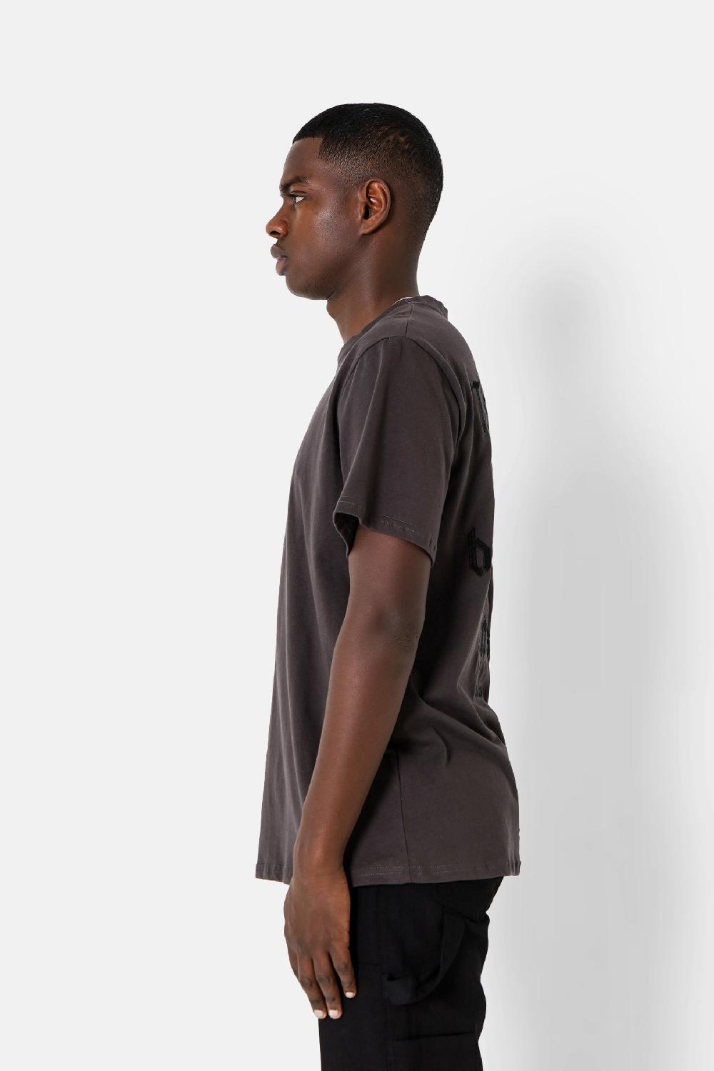 Sixth June T-shirt Citation Brodé Gris Foncé