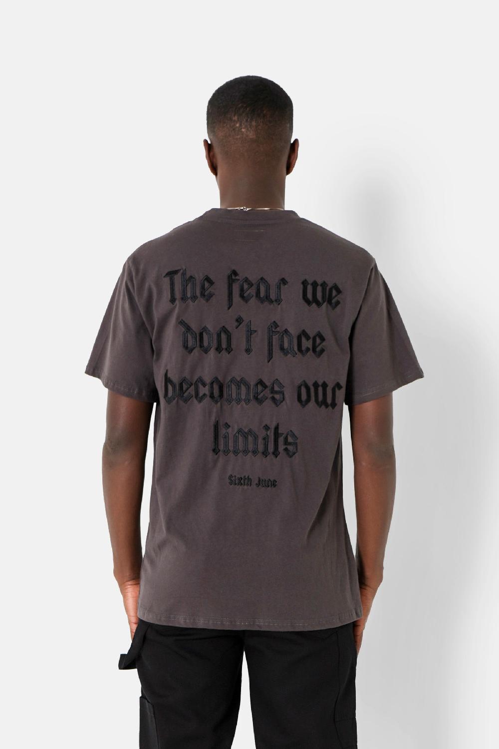 sixth june T-shirt citation brodé Gris foncé