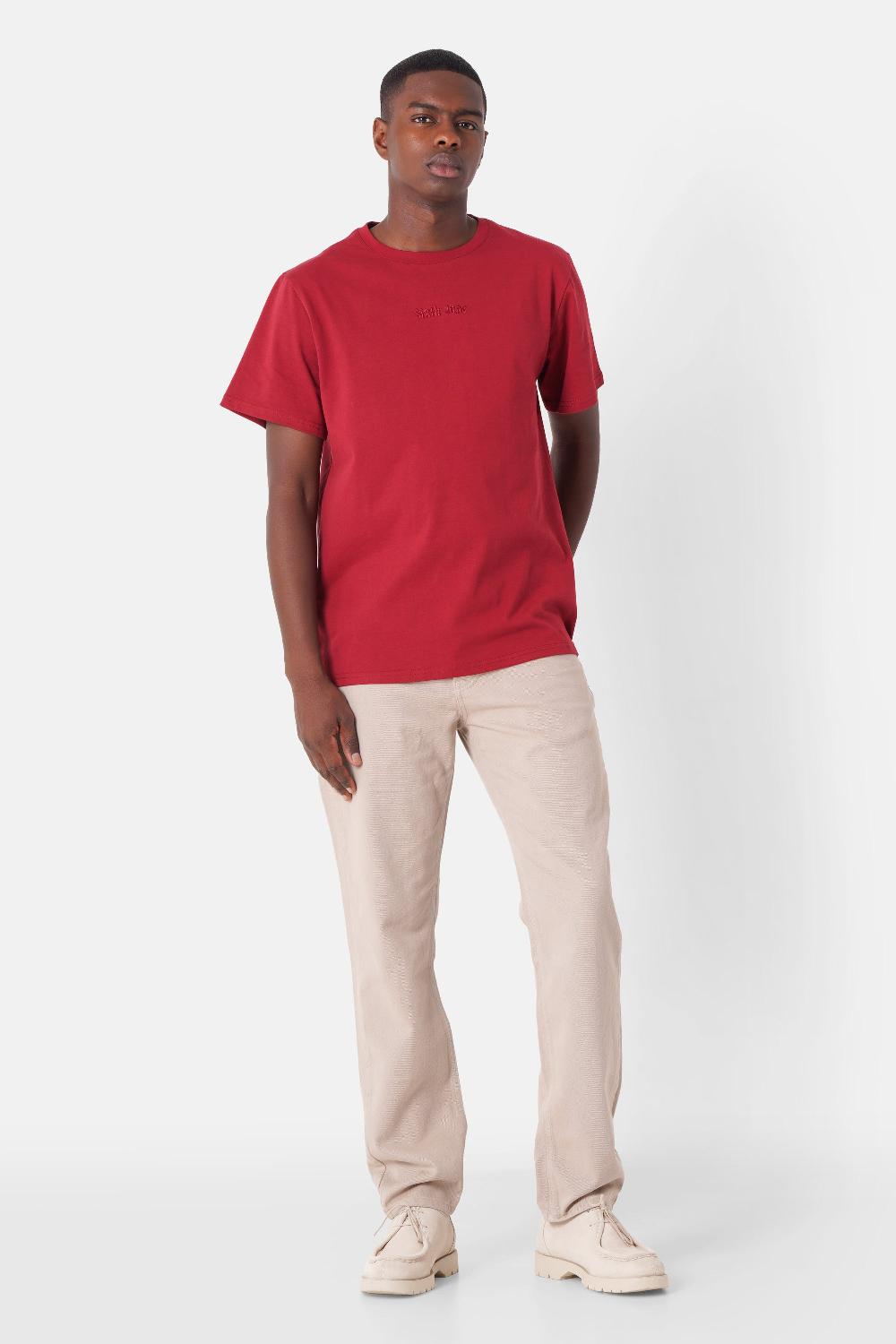 Sixth June T-shirt Citation Brodé Rouge Bordeaux