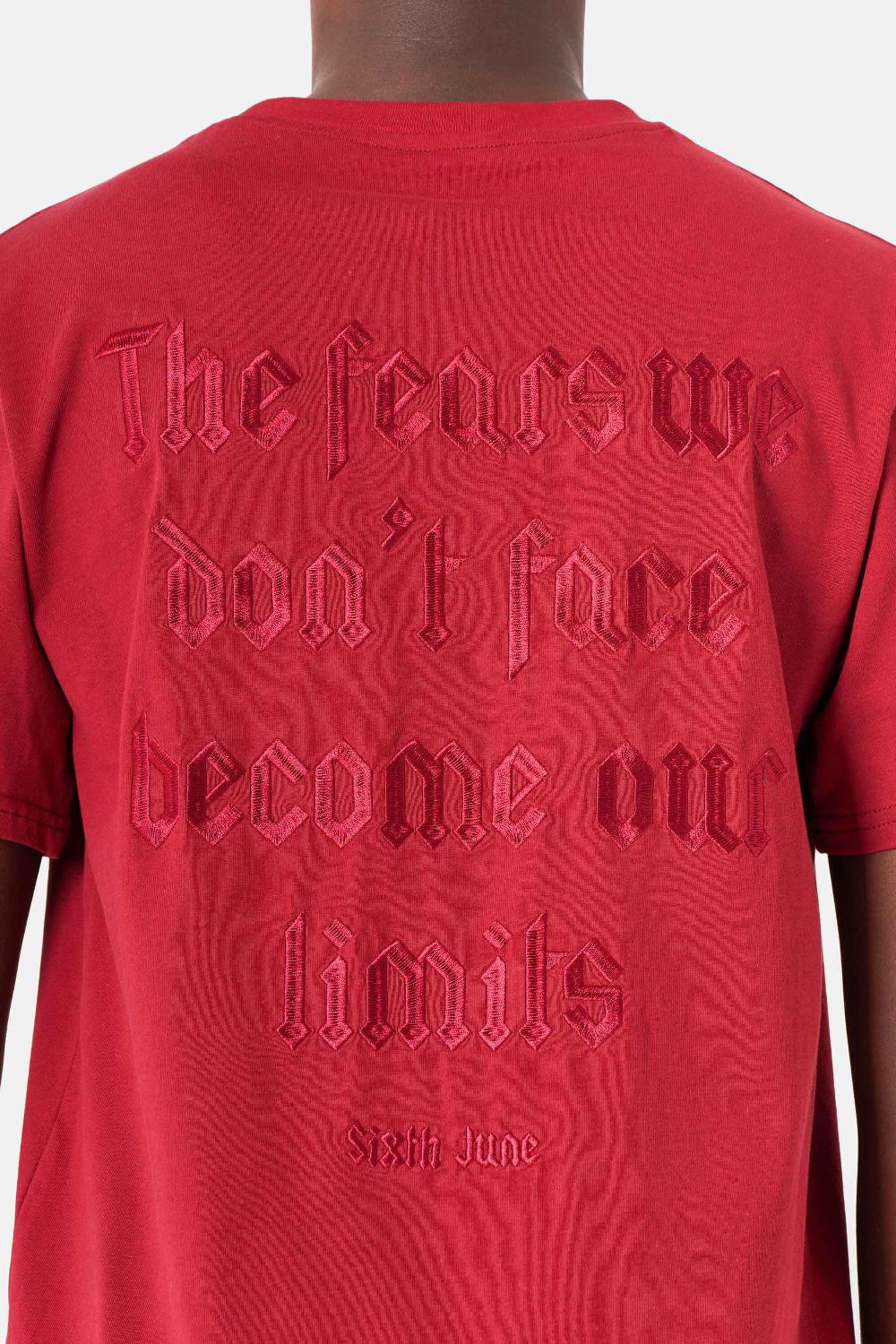 Sixth June T-shirt Citation Brodé Rouge Bordeaux