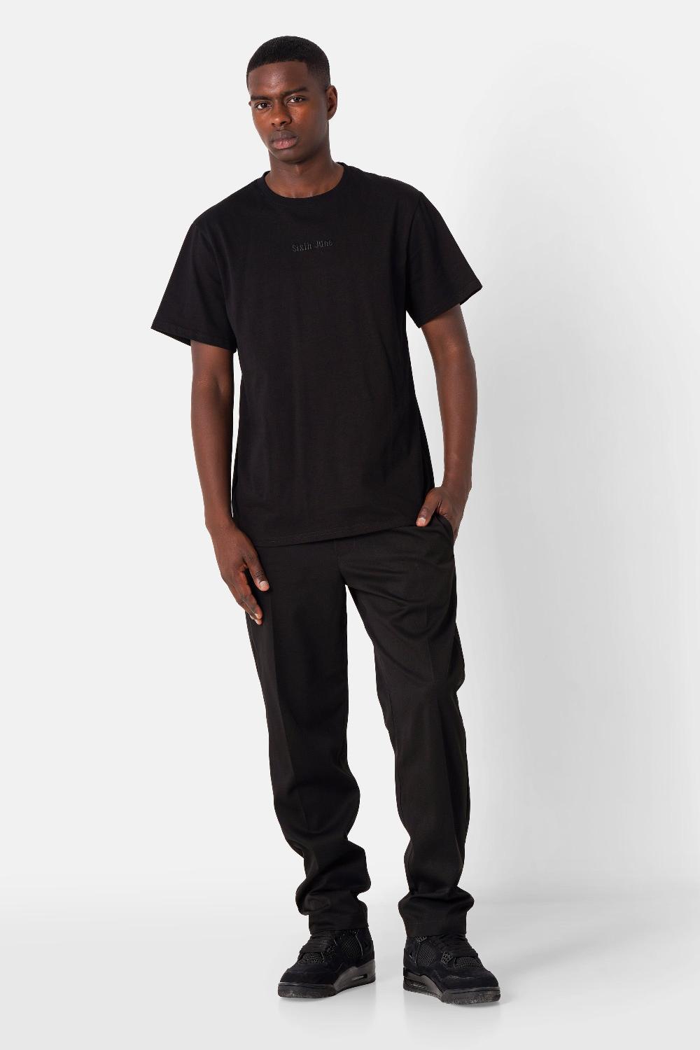Sixth June T-shirt Citation Dos Brodé Noir