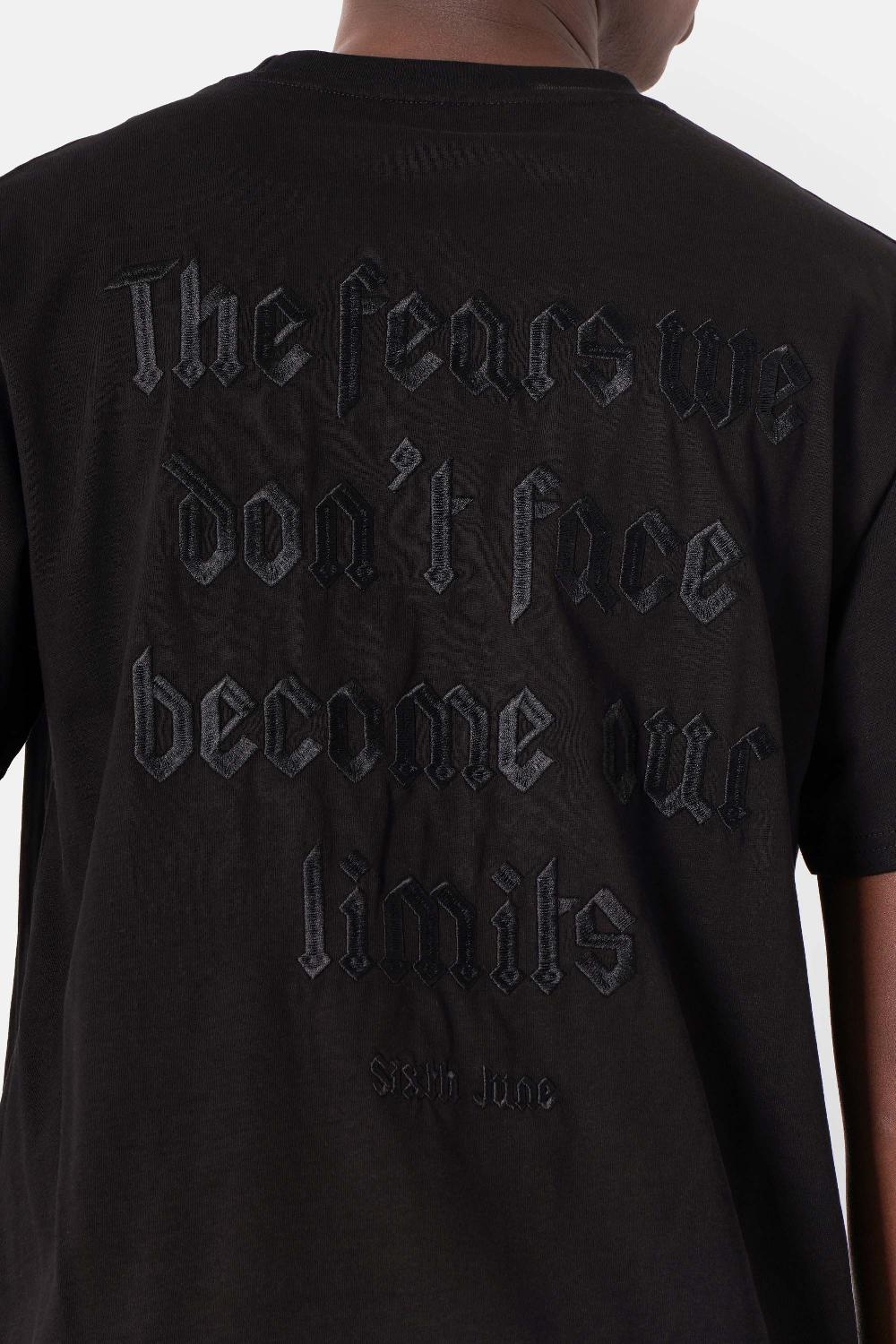 Sixth June T-shirt Citation Dos Brodé Noir