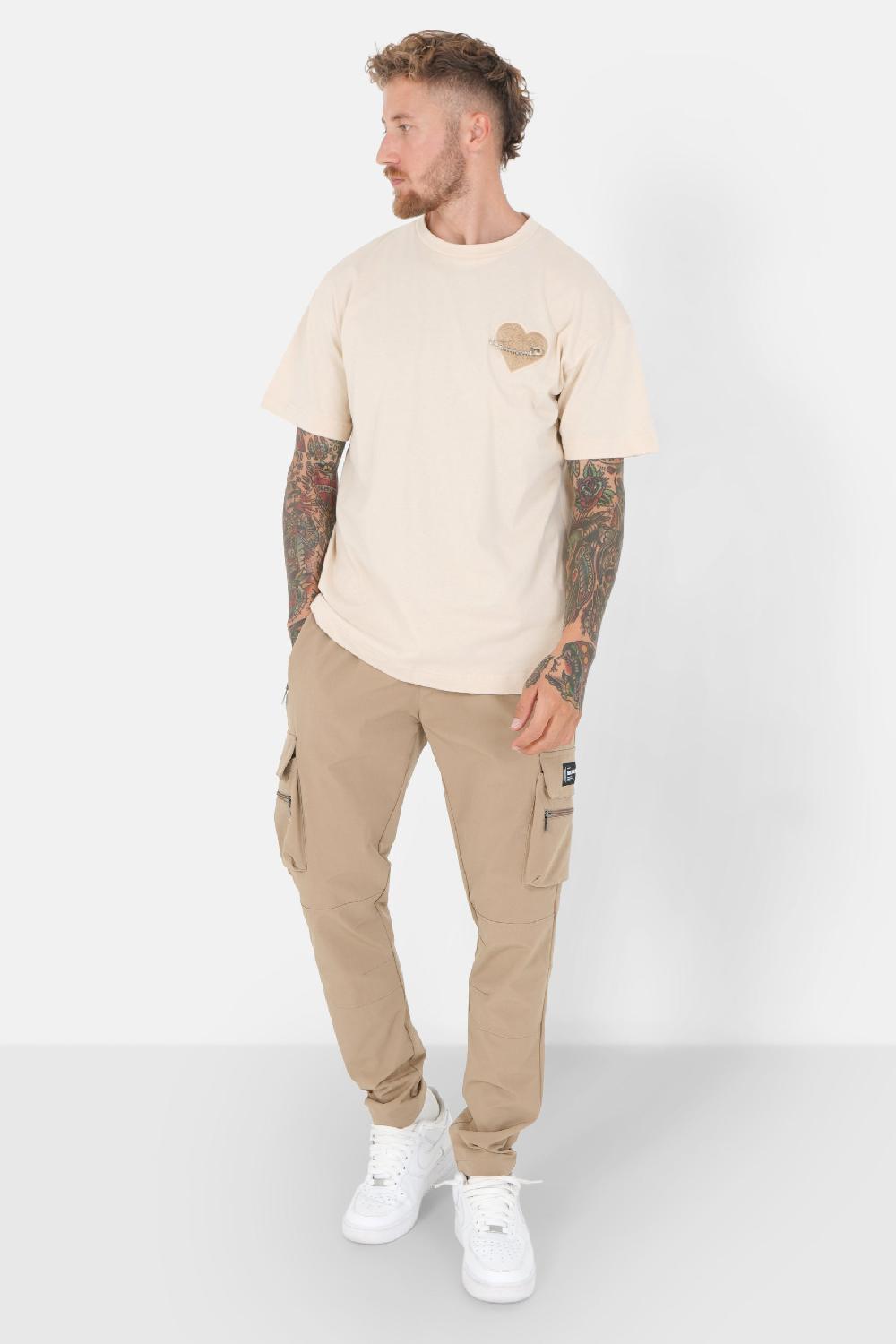 Sixth June T-shirt Coeur Brodé Beige Clair