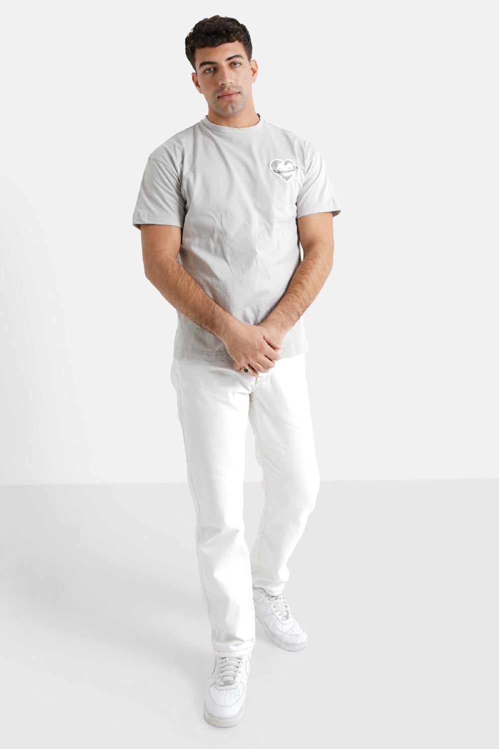 Sixth June T-shirt Coeur Brodé Gris