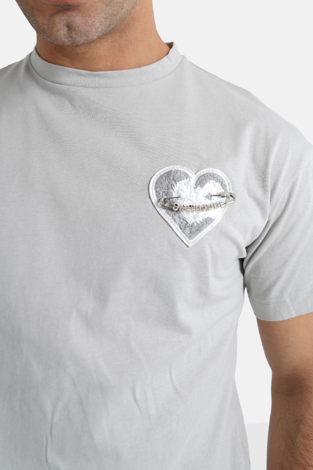 Sixth June T-shirt Coeur Brodé Gris