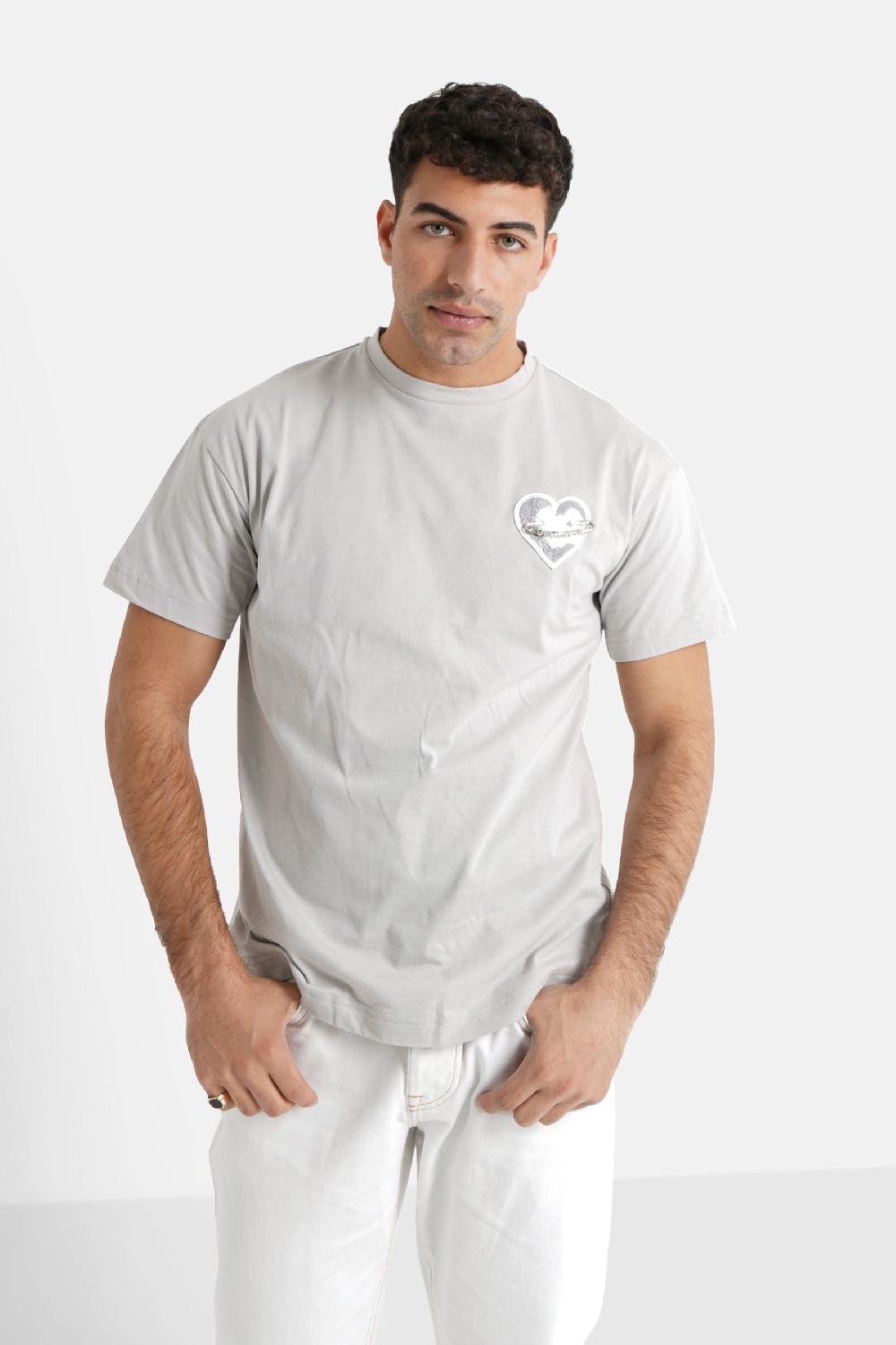 sixth june T-shirt coeur brodé Gris