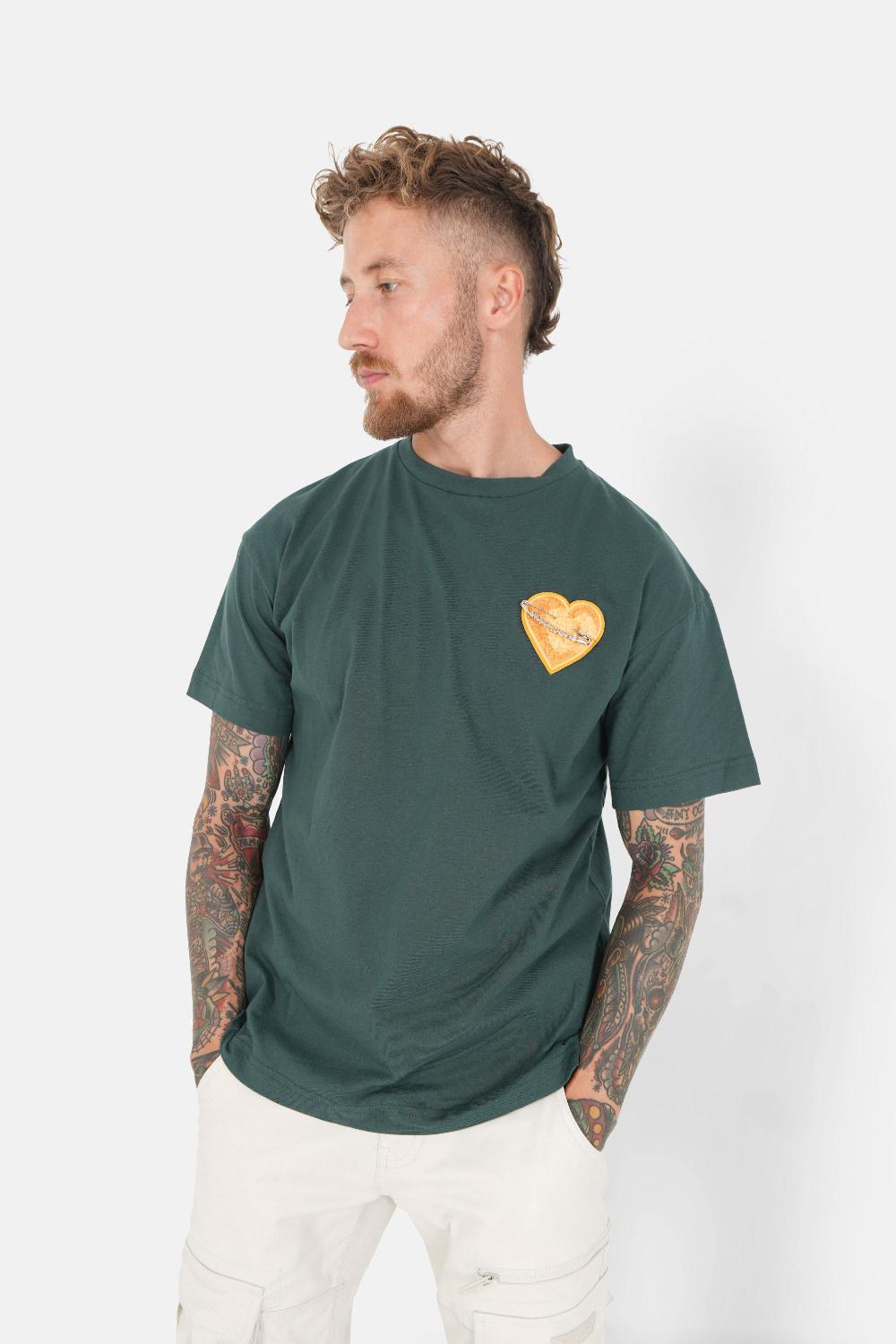 sixth june T-shirt coeur brodé Vert foncé