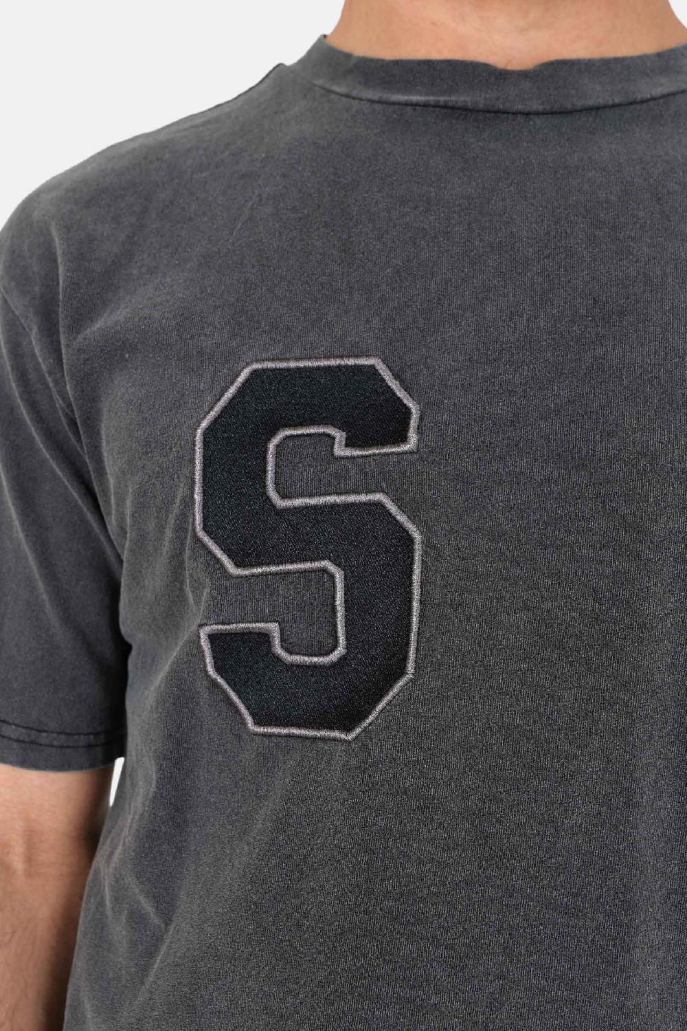 Sixth June T-shirt College Logo Brodé Gris Foncé