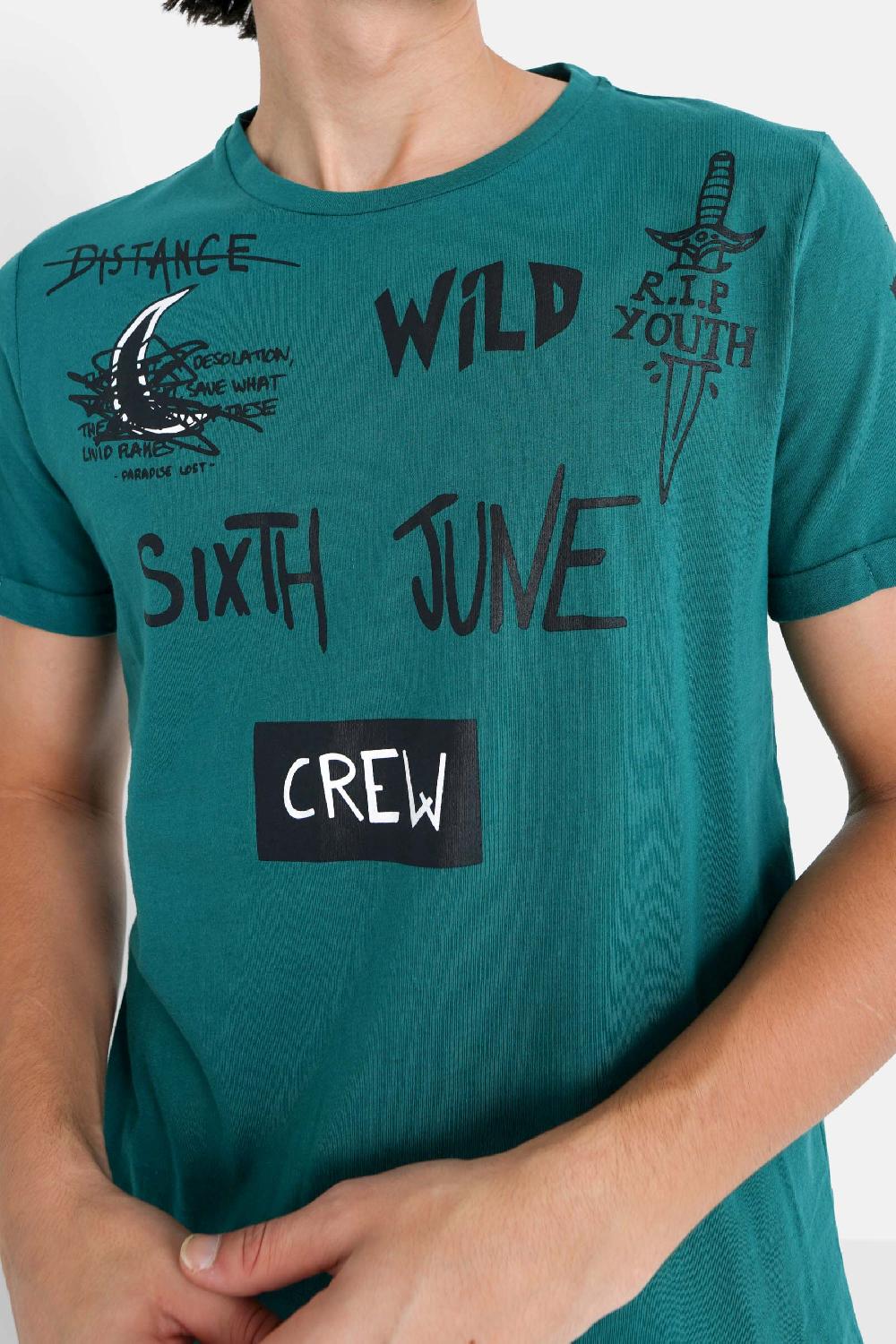 Sixth June T-shirt Crew Vert Foncé