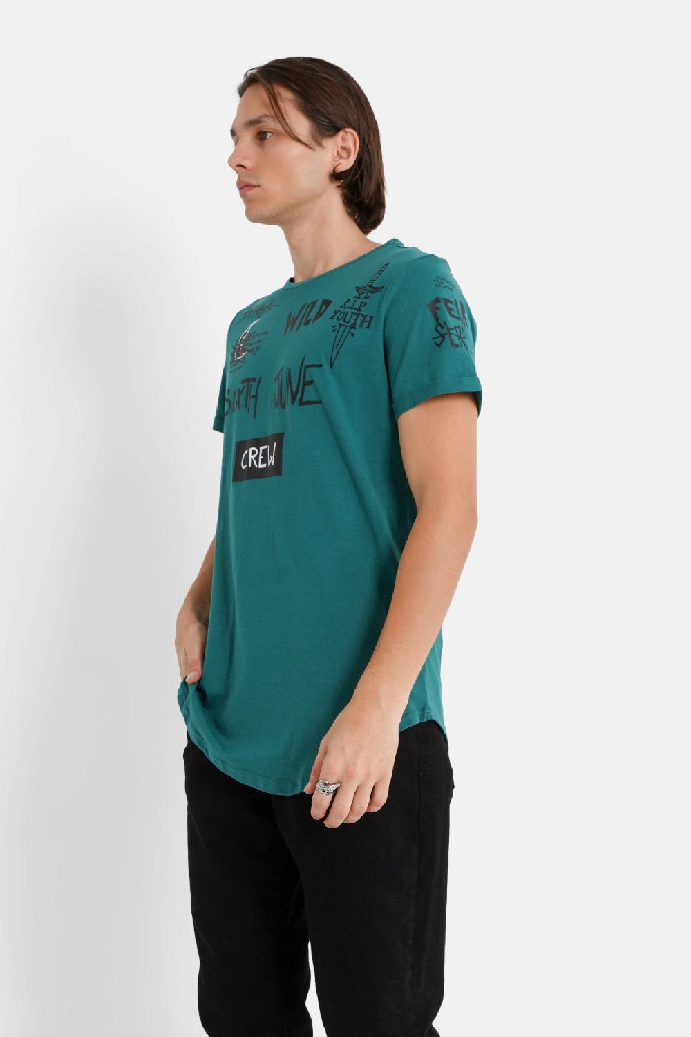 Sixth June T-shirt Crew Vert Foncé