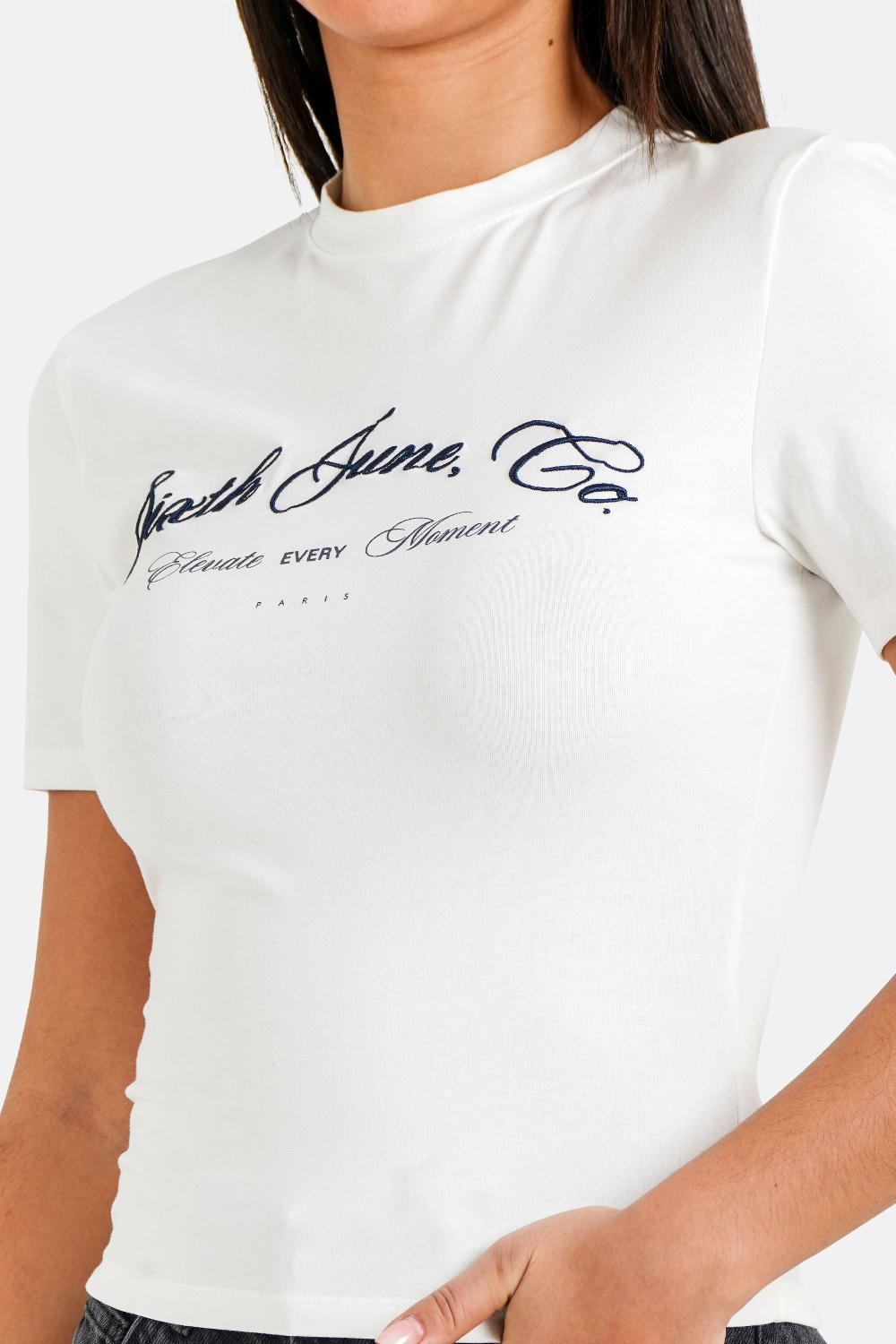 Sixth June T-shirt Elevate Broderie Blanc