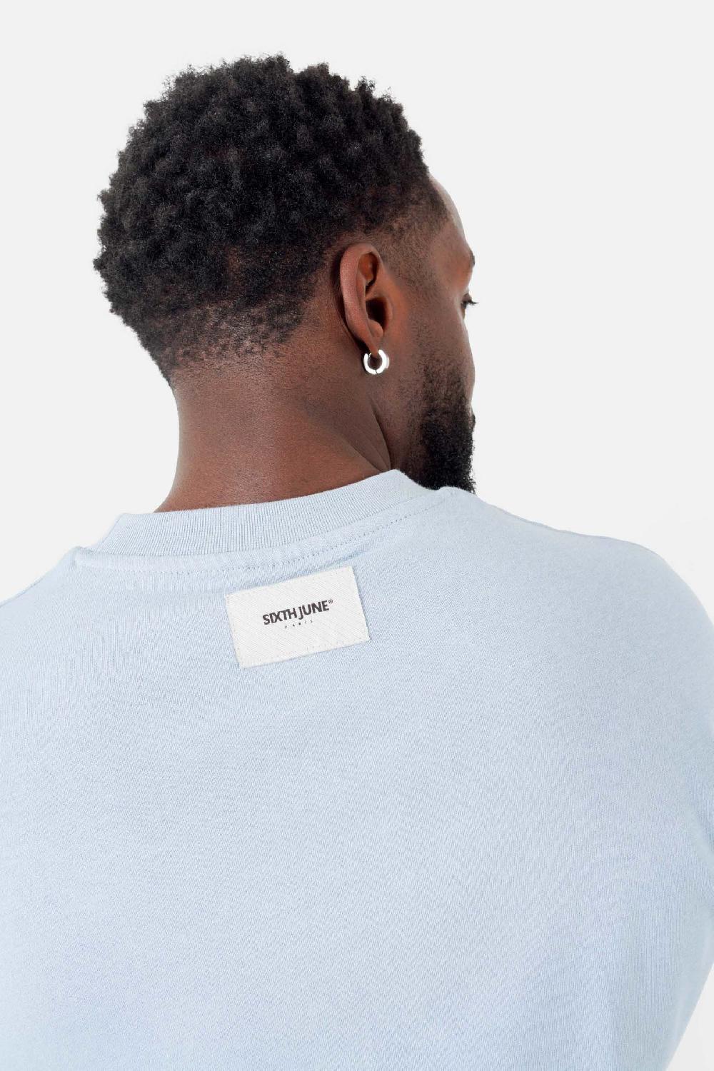 Sixth June T-shirt Floral Logo Brodé Bleu Clair