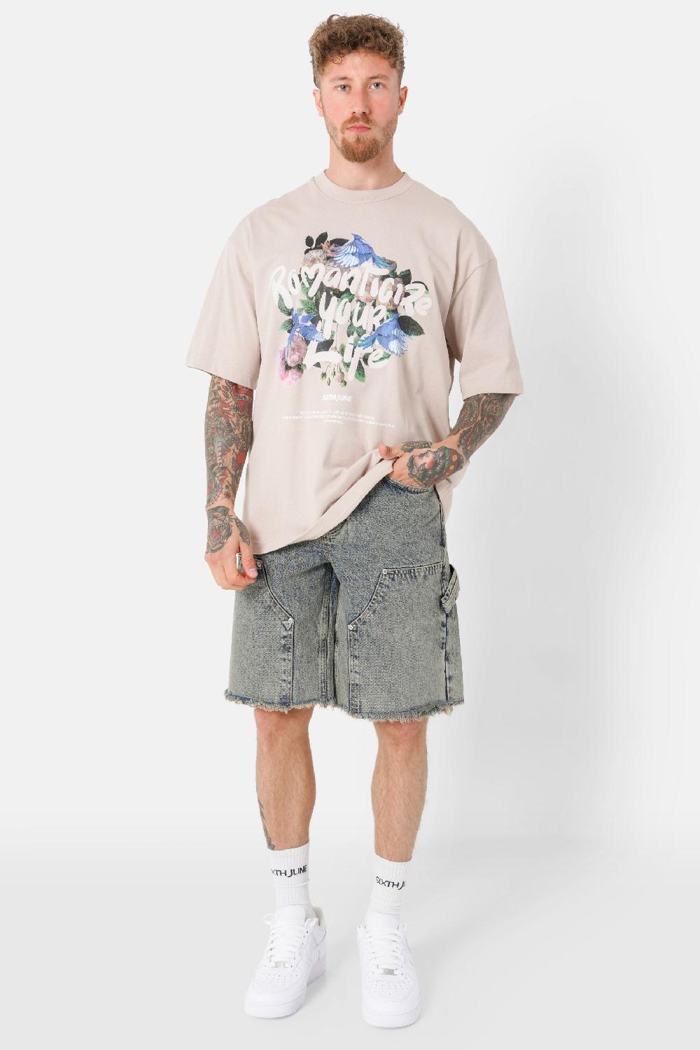 Sixth June T-shirt Floral Romanticize Beige