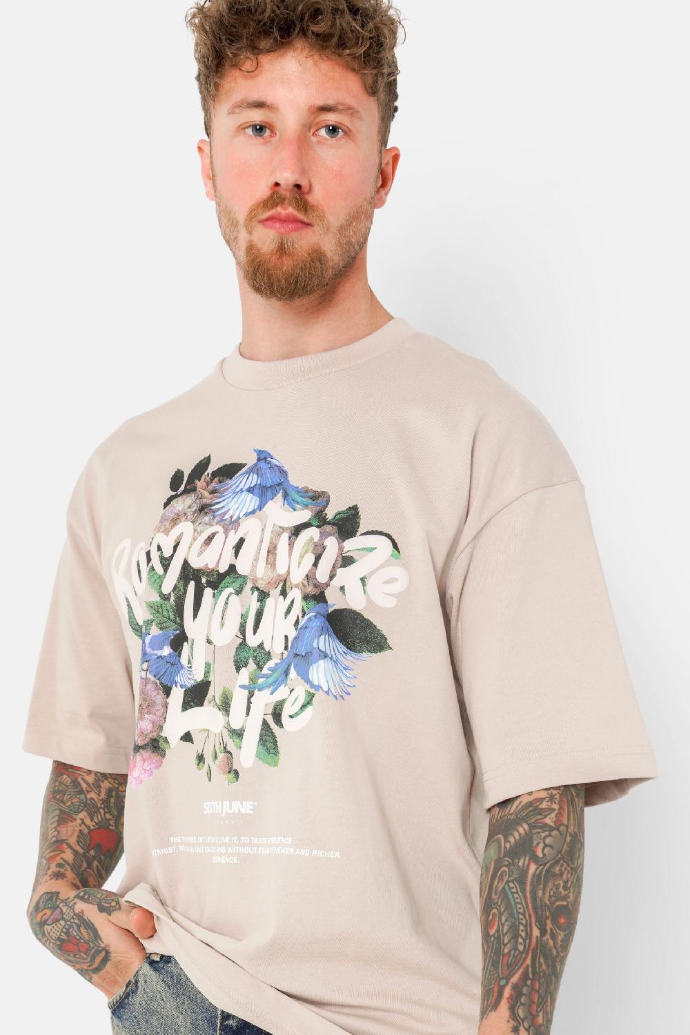 Sixth June T-shirt Floral Romanticize Beige
