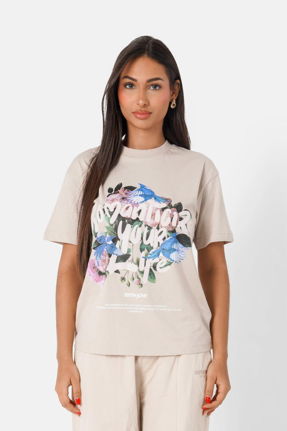 sixth june T-shirt floral Romanticize Beige