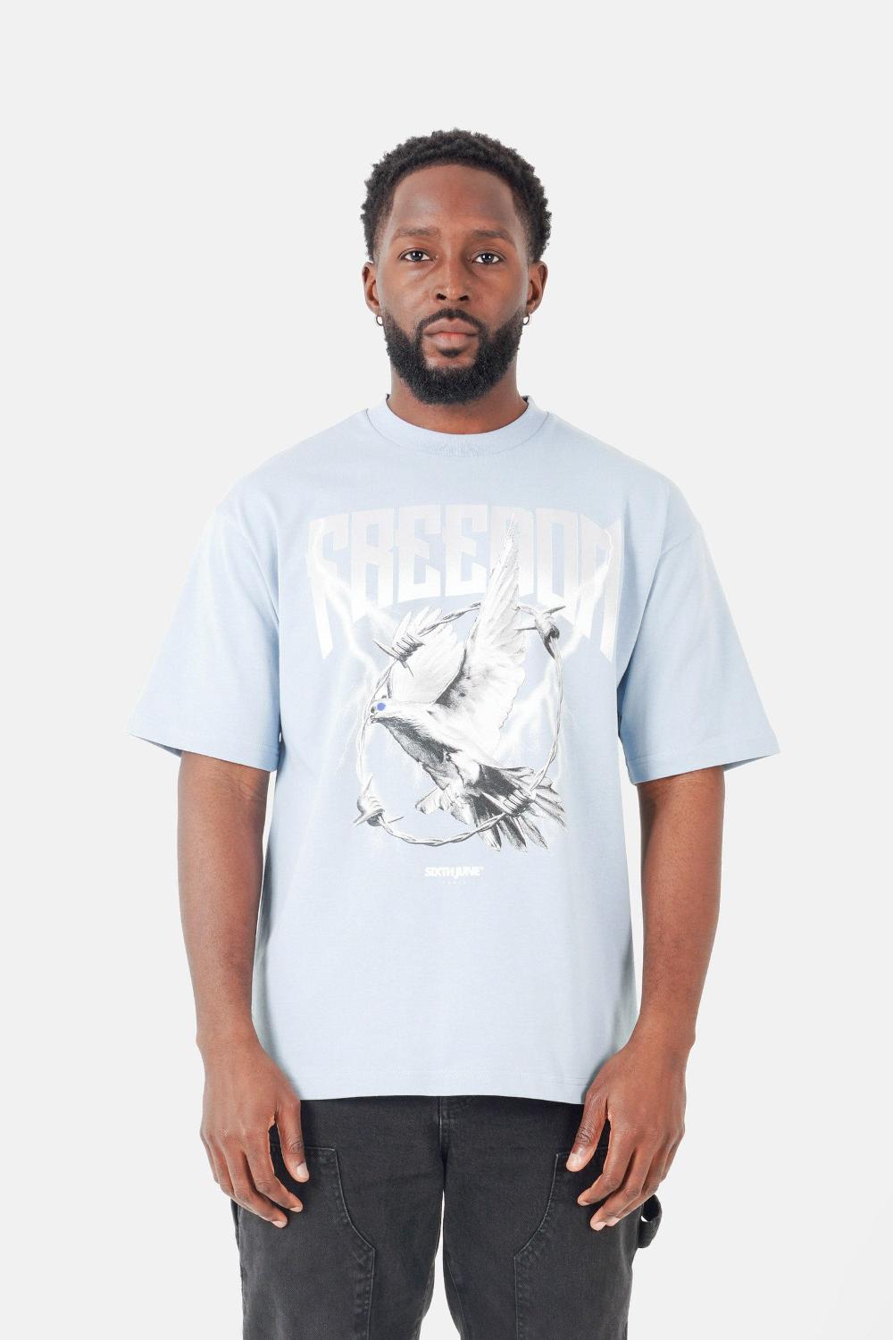 sixth june T-shirt freedom aigle Bleu clair