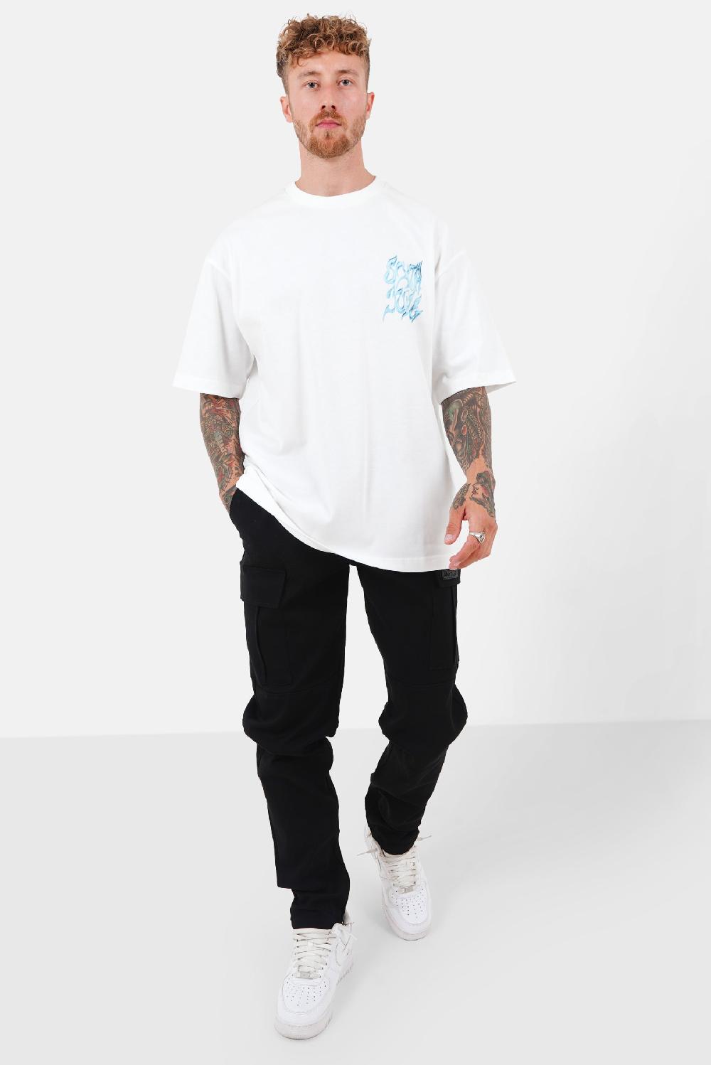 Sixth June T-shirt Grand Logo Chrome Blanc