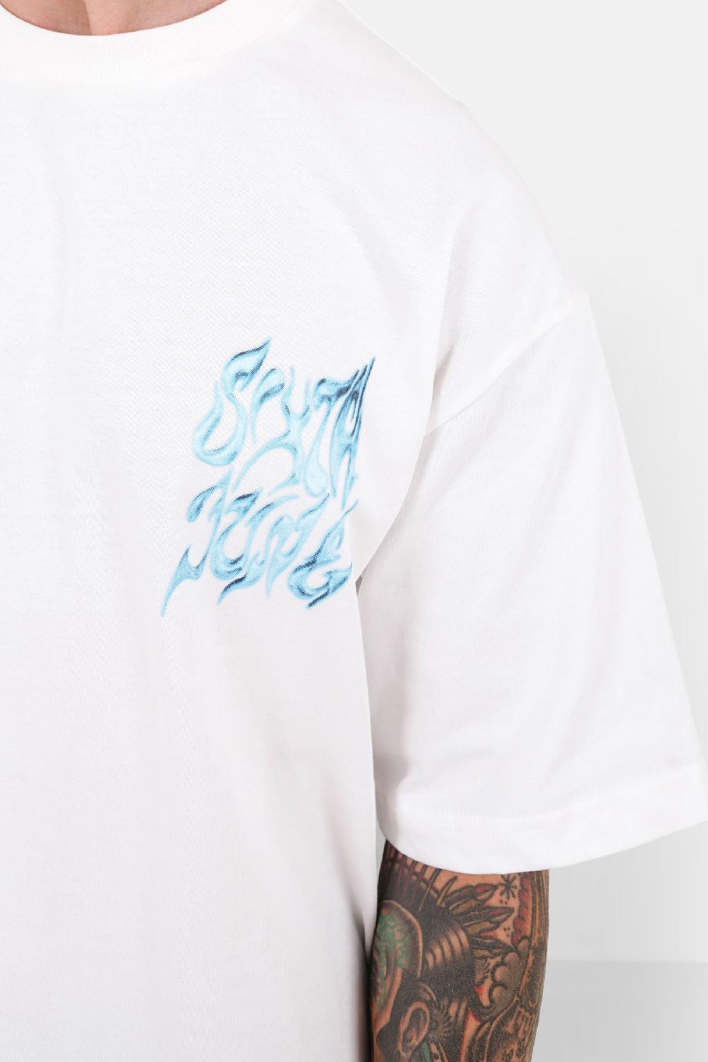 Sixth June T-shirt Grand Logo Chrome Blanc