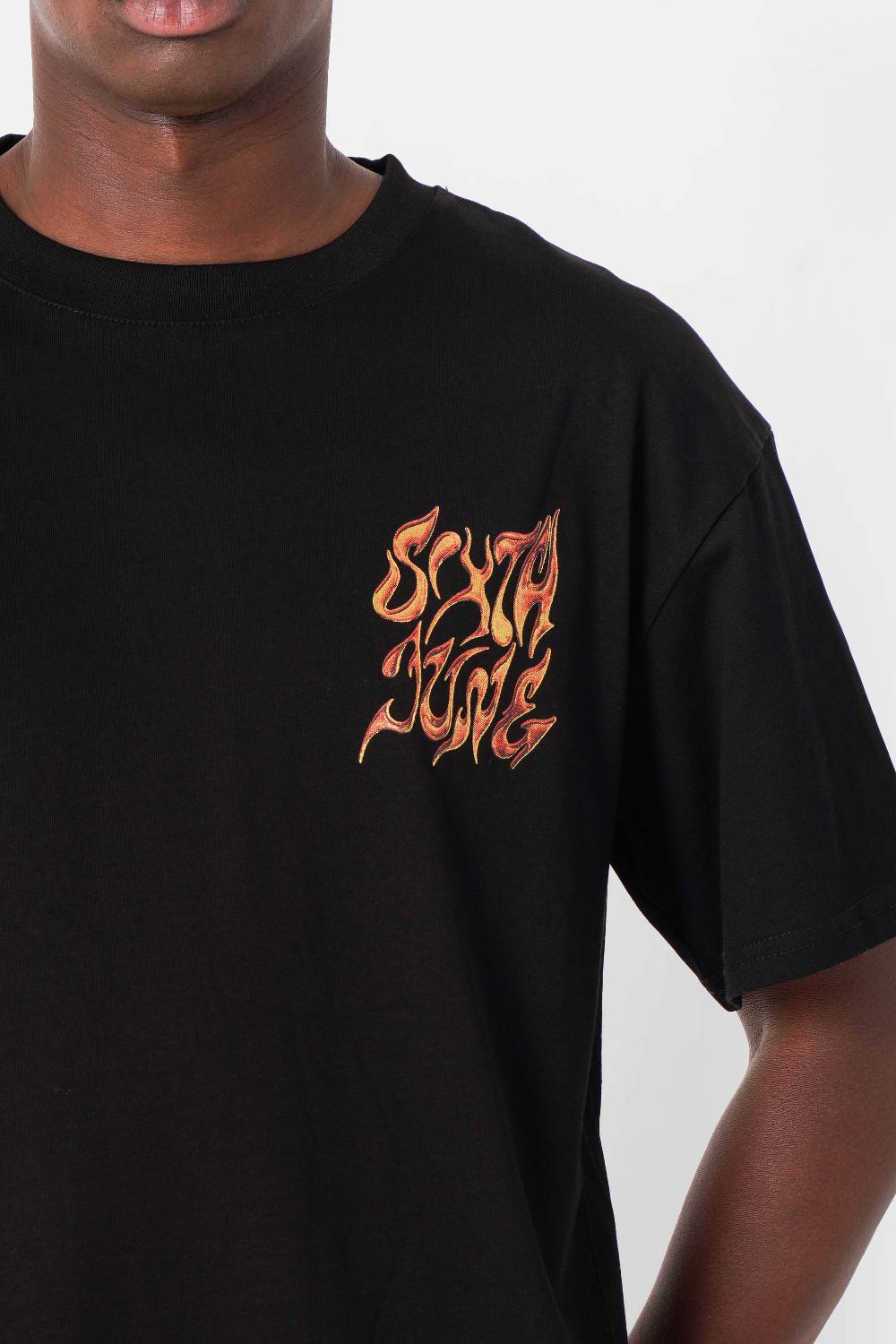 Sixth June T-shirt Grand Logo Chrome Noir