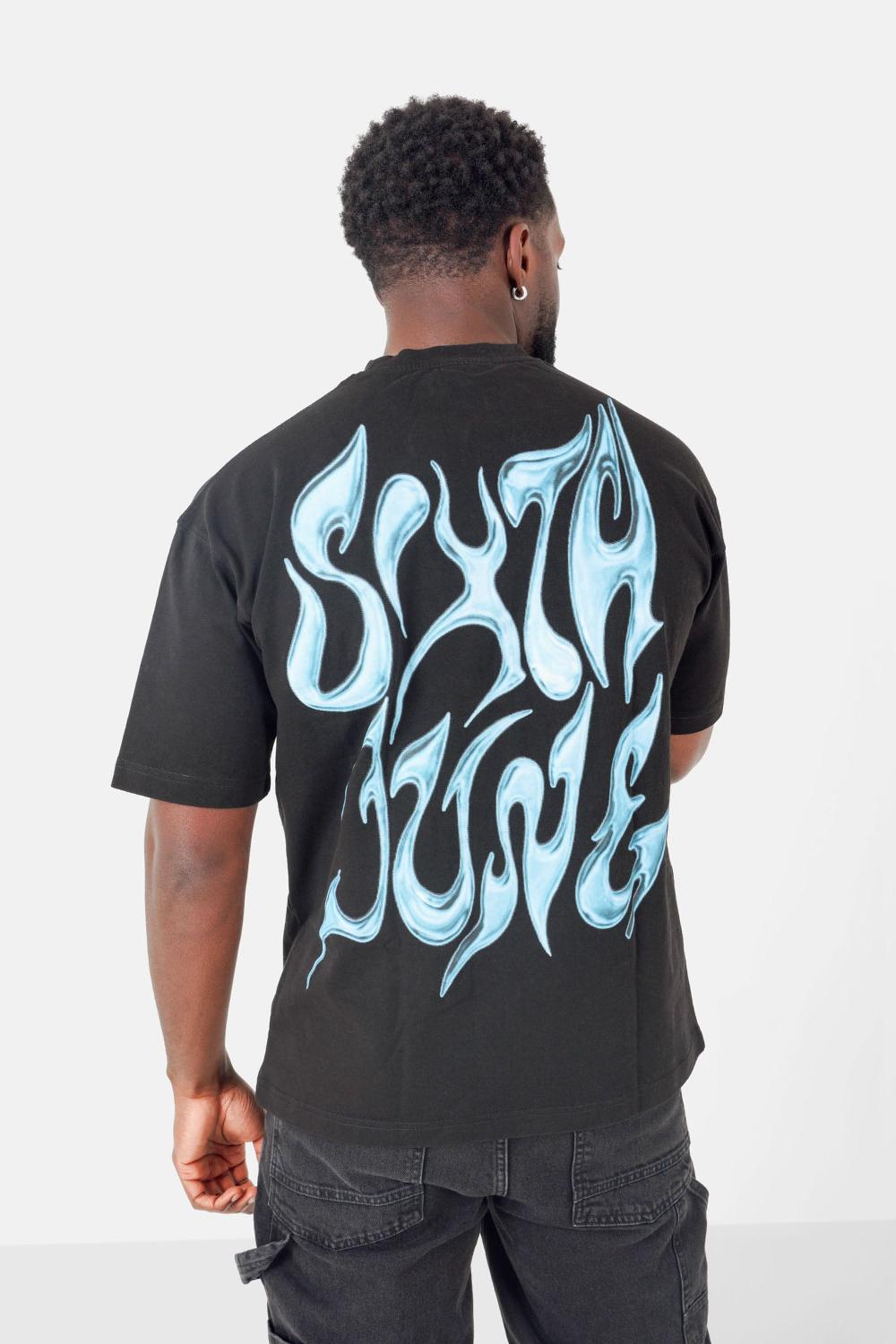 sixth june T-shirt grand logo chrome Noir