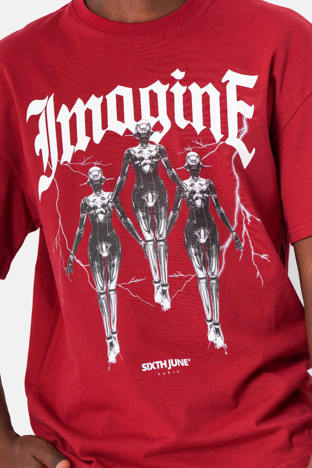 Sixth June T-shirt Imagine Imprimé Rouge Bordeaux