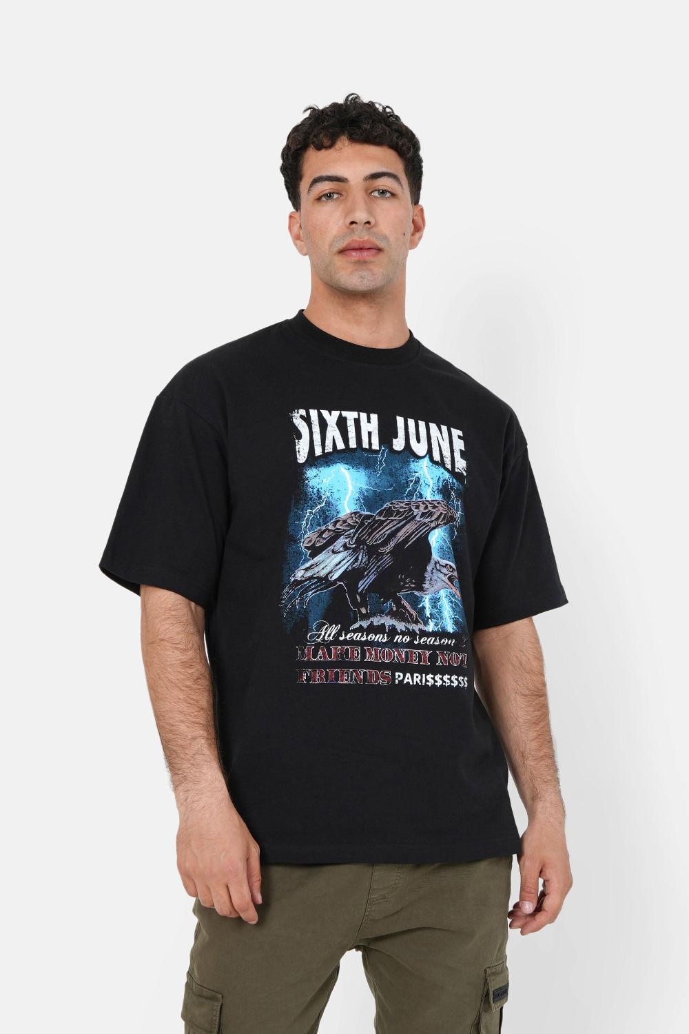 sixth june T-shirt imprimé aigle Noir