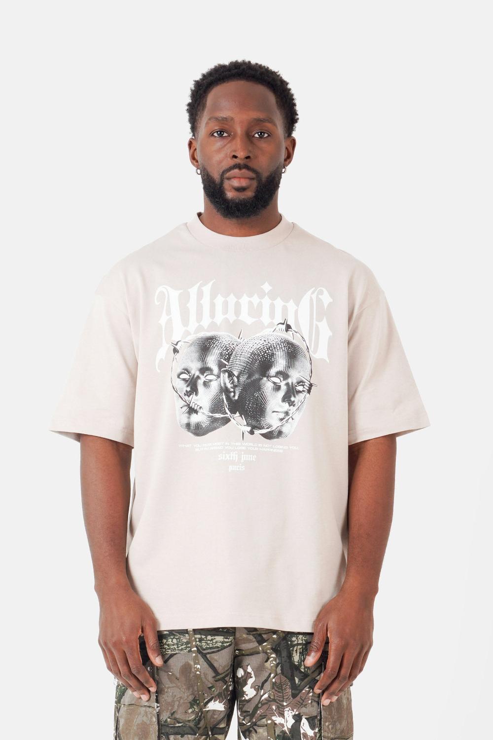 sixth june T-shirt imprimé Allucing Beige clair