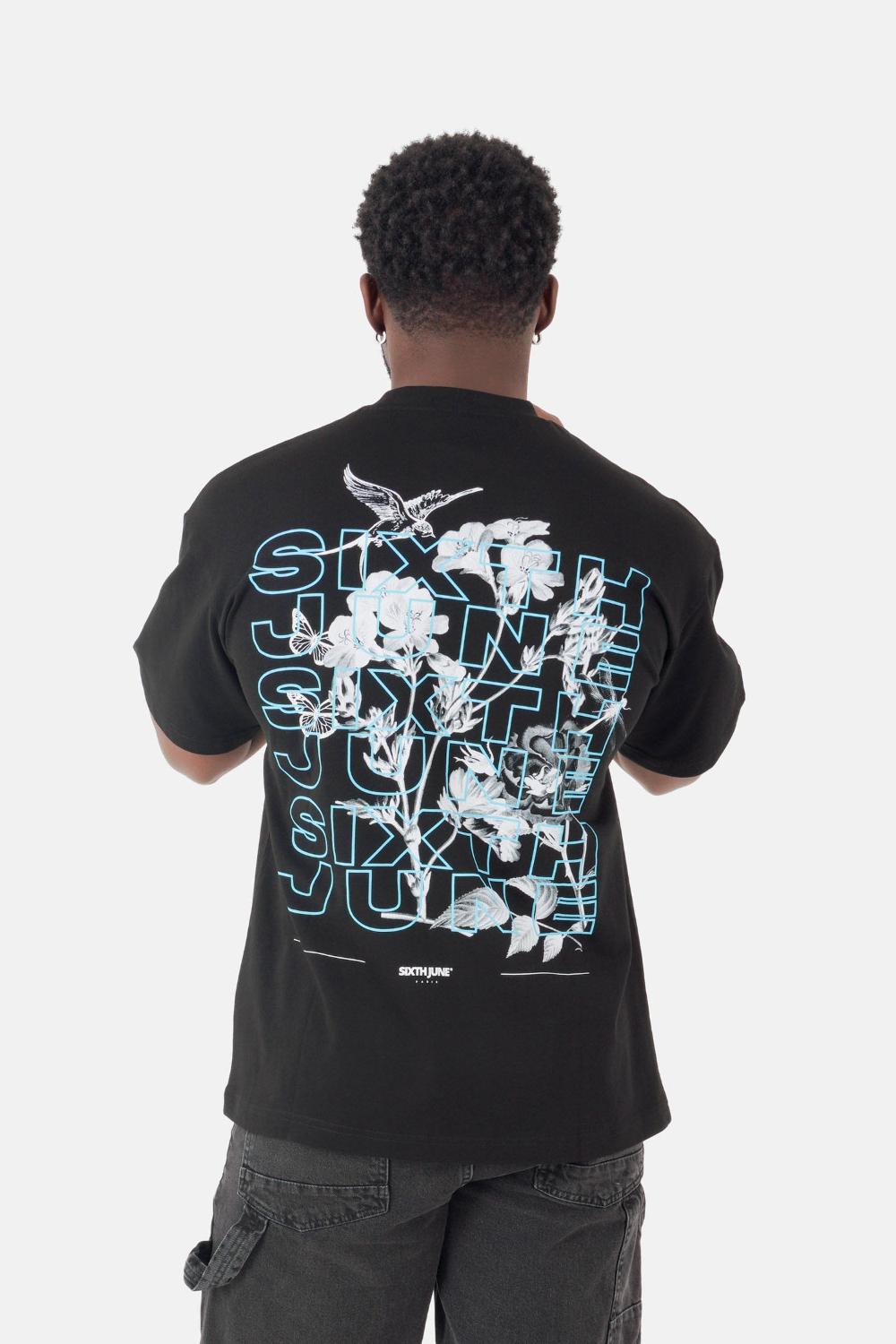 sixth june T-shirt imprimé floral Noir