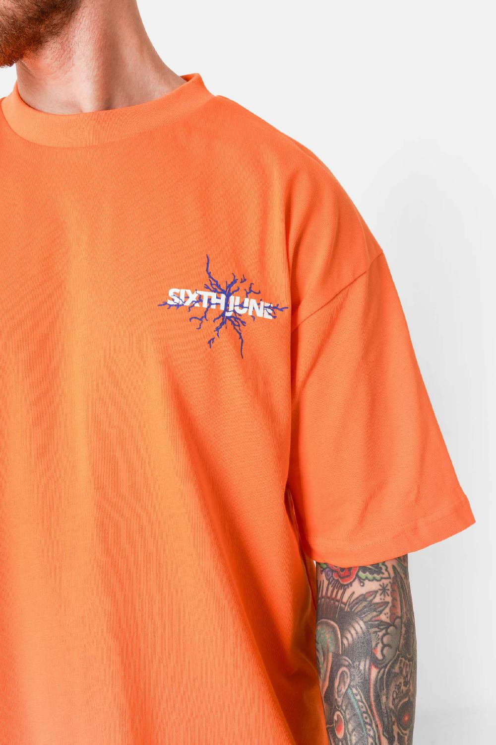 Sixth June T-shirt Imprimé Logo éclair Orange