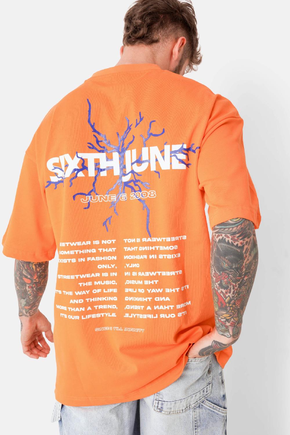 Sixth June T-shirt Imprimé Logo éclair Orange