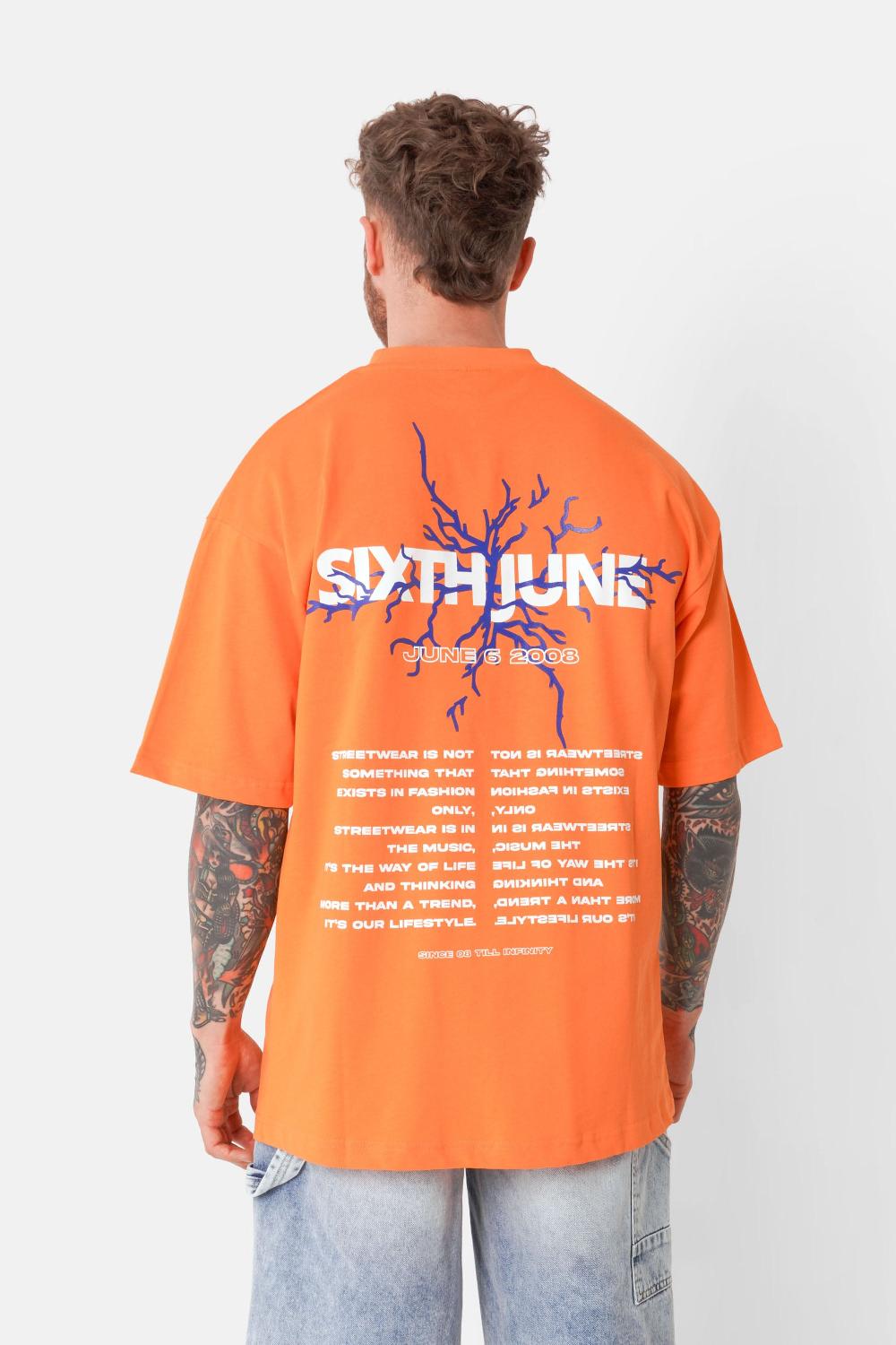 sixth june T-shirt imprimé logo éclair Orange